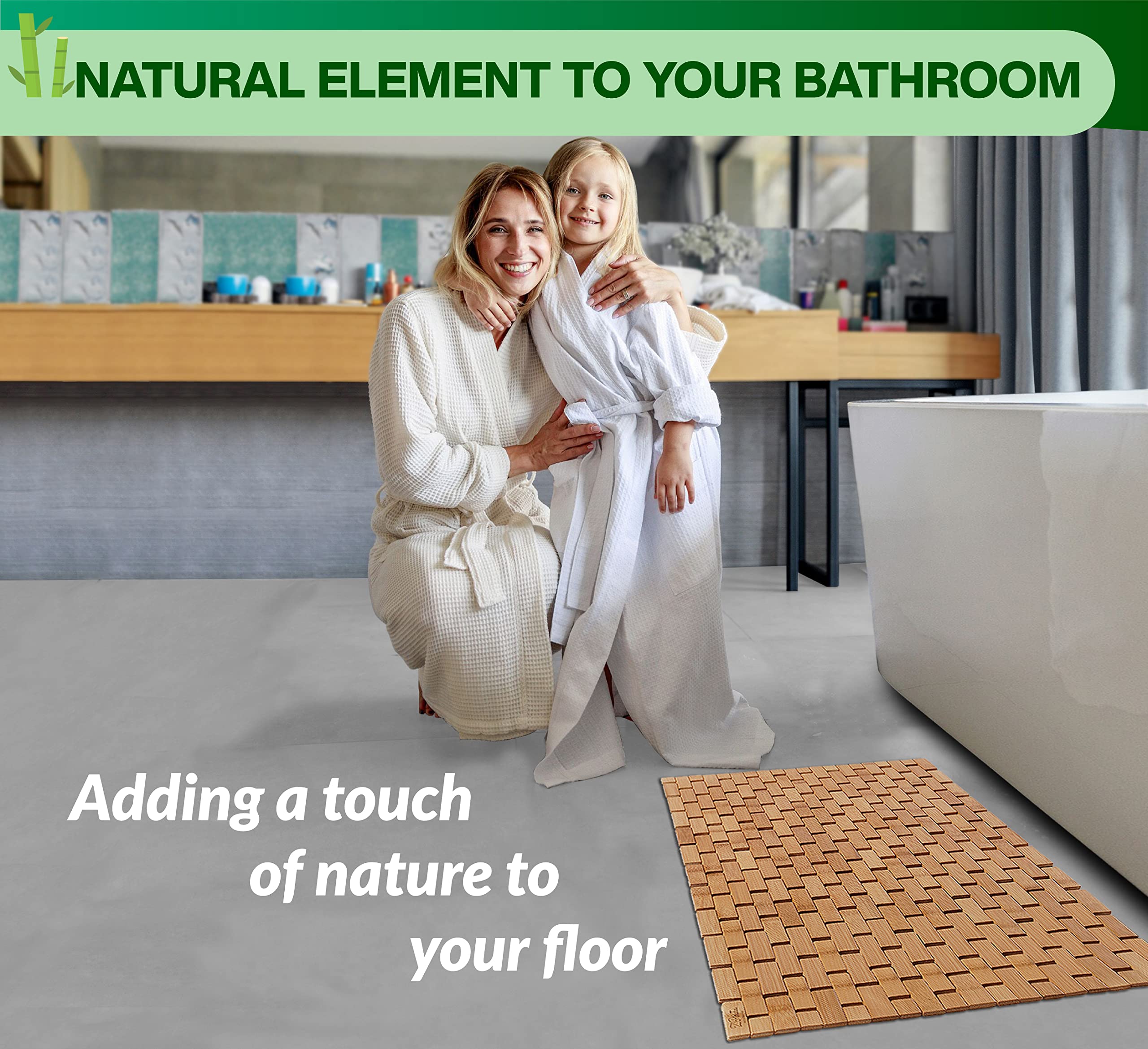 Premium Bamboo Bath Mat - Large 34