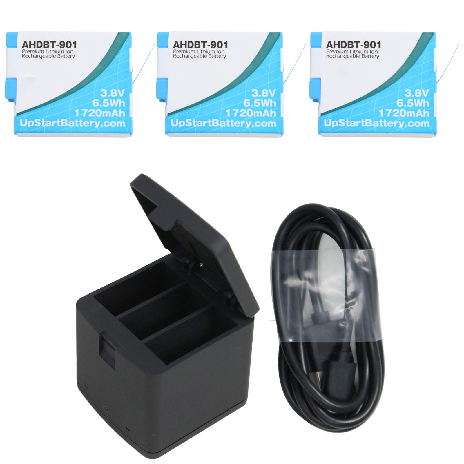 3-Pack AHDBT-901 Replacement Battery & Charger for GoPro Hero 9 Camera - Compatible with SPBL1B Fully Decoded - Perfect for Outdoor Adventures, Travel Vlogging & Action Photography