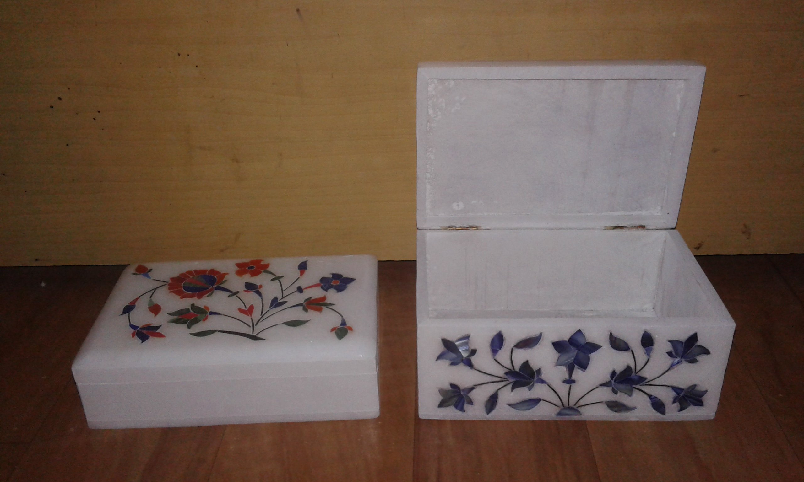 Handmade White Marble Jewelry Storage Box Set of 2 - 6