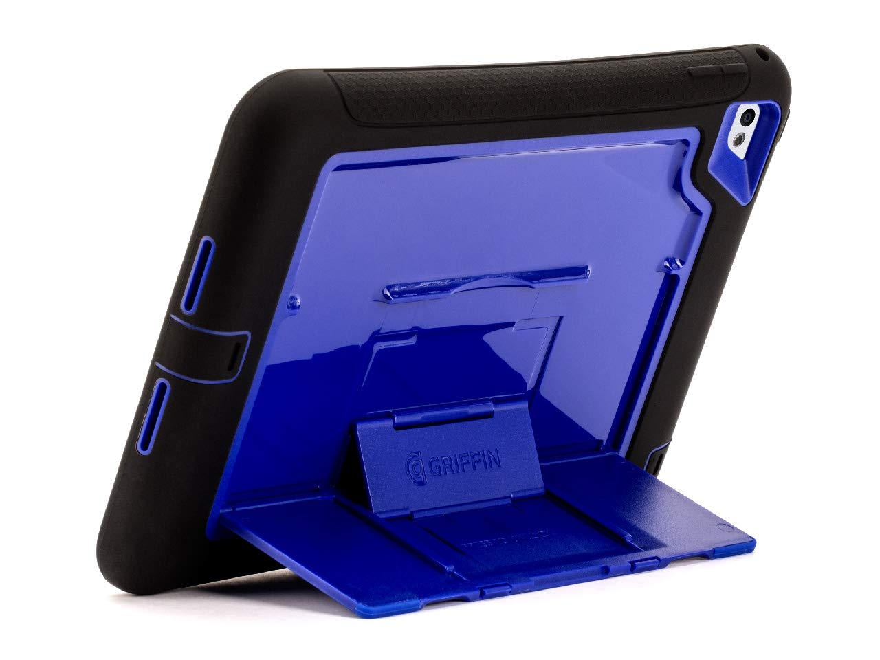 Griffin iPad Mini 4 Protective Case with Built-in Stand - Slim & Durable Survivor Series in Black/Blue | Perfect for Travel, Work & School Use
