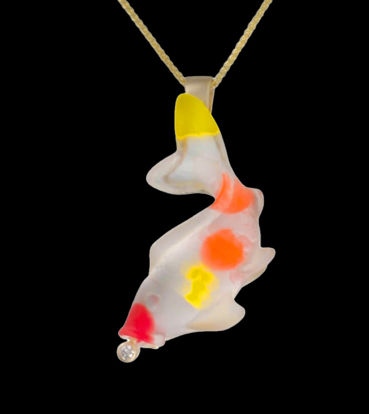 14K Yellow Gold Koi Fish Pendant with Diamonds - Elegant Jewelry Gift for Women, Perfect for Birthday, Anniversary & Special Occasions