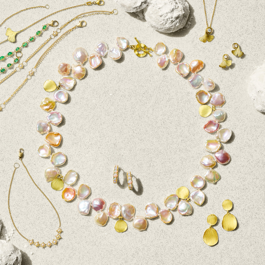 Pastel Pearl & Hydrangea Petal Necklace - Elegant Dainty Floral Jewelry for Women, Perfect for Weddings, Date Nights & Special Occasions