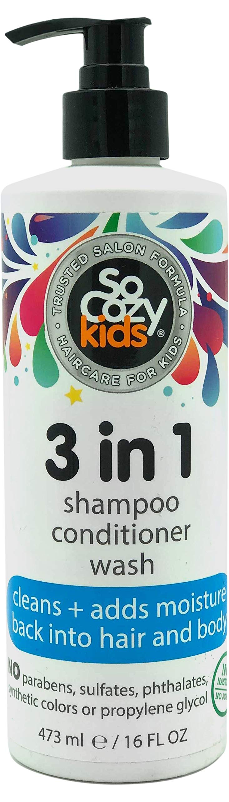SoCozy 3-in-1 Kids Shampoo, Conditioner & Body Wash - 16 Fl Oz | DenTek Kids Fun Flossers, Wild Fruit Flavor - 90 Count | Gentle Hair & Body Cleanser for Children with Dental Floss Picks | Perfect for Bath Time & Oral Hygiene Routine