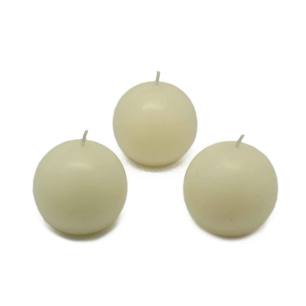 Jeco 2 Inch Ivory Ball Candles - Bulk Pack of 96 Premium Wax Candles for Weddings, Parties, and Home Decor
