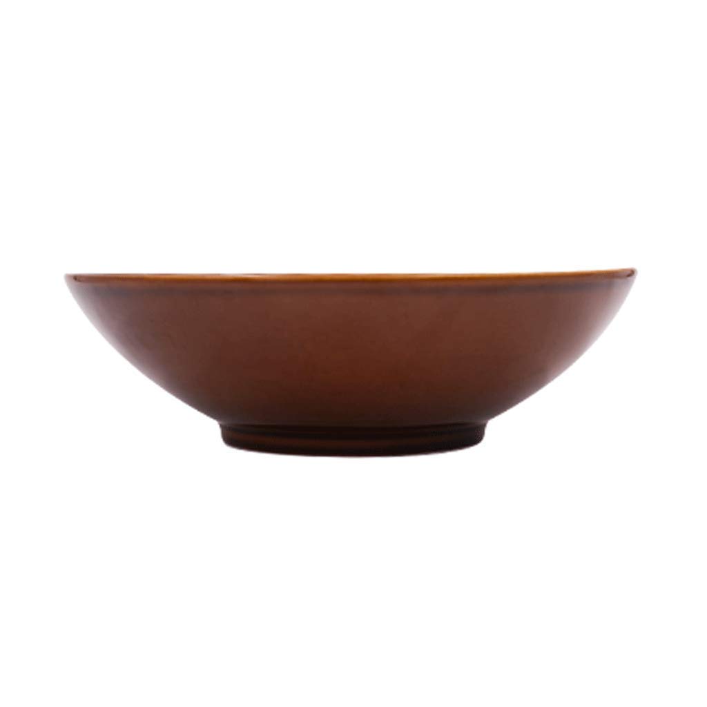 Premium Ceramic Noodle Bowls - 23.5cm x 7cm Dark Brown Rice Bowls for Soup, Salad, Dessert & Cereal | Microwave & Dishwasher Safe | Perfect for Asian Cuisine, Family Dinners & Meal Prep