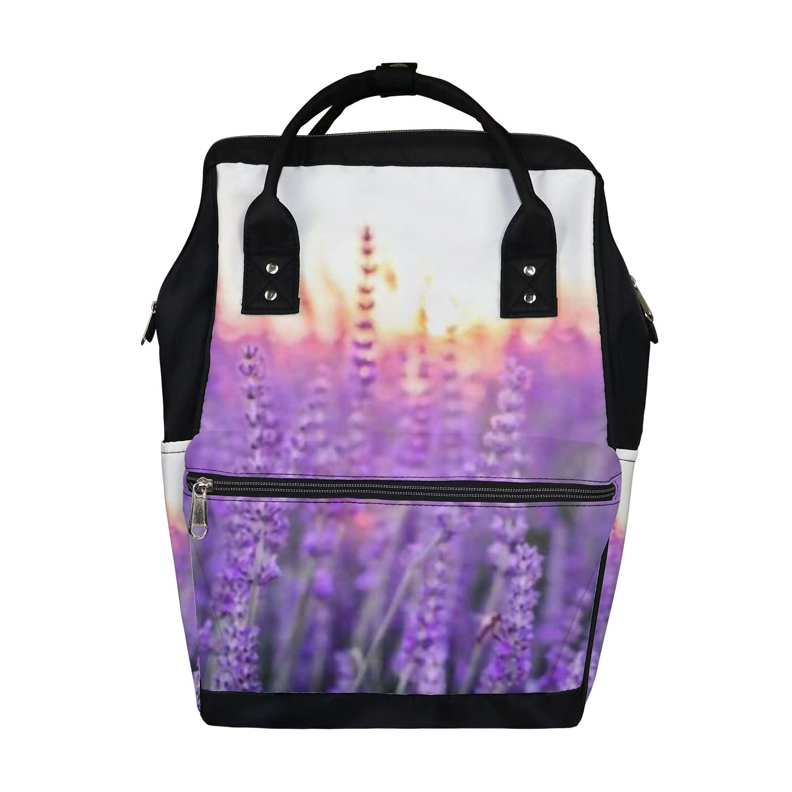 Waterproof Lavender Diaper Backpack - Travel Laptop Bag for Parents