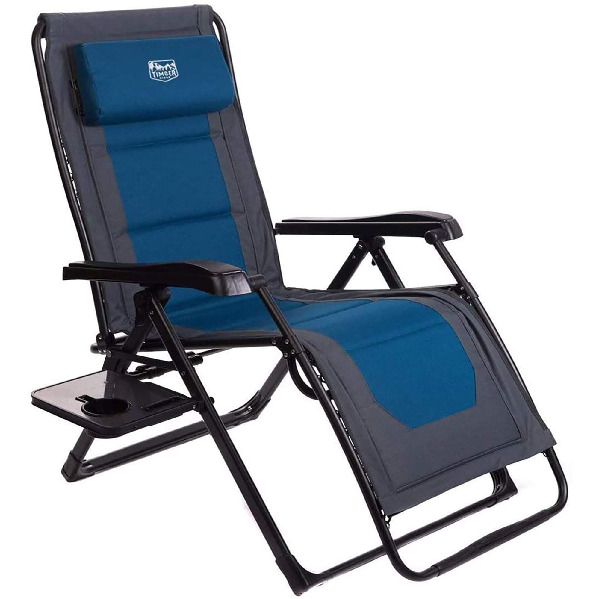 Timber Ridge Oversized Zero Gravity Recliner Chair - 350lbs Capacity Adjustable Folding Patio Lounge with Headrest for Outdoor, Camping, Backyard, Beach - Perfect for Relaxing in Garden, Poolside or Deck