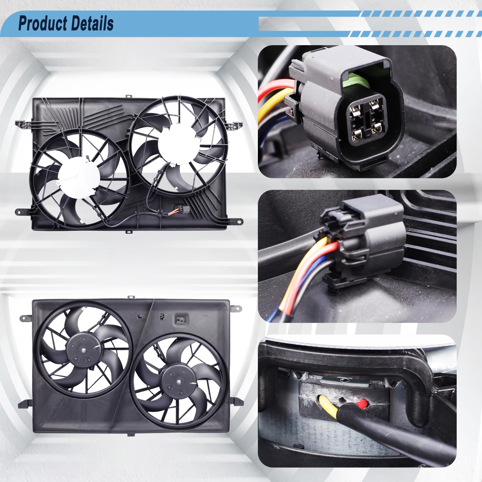 Radiator Cooling Fan Replacement for 2008-2017 Buick Enclave, 2009-2017 Chevy Traverse, 2007-2016 GMC Acadia, 2007-2010 Saturn Outlook 3.6L V6 - Compatible with OEM Part Numbers 23434158 15226663 20972760 25927026 621-390 - Perfect for Engine Overheating Prevention & AC Performance