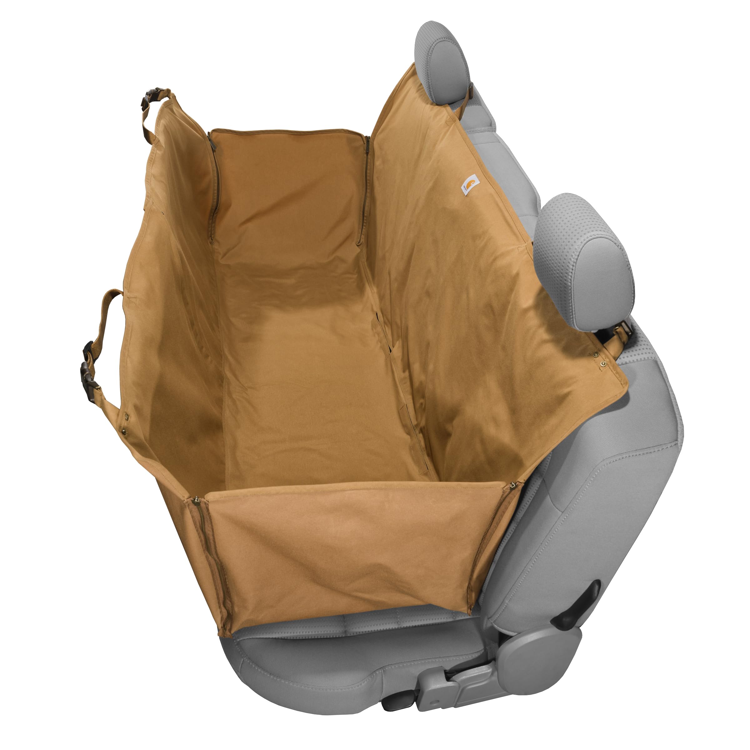 Carhartt Universal Fitted Nylon Duck Pet Hammock Car Seat Protector for Dogs - Durable Back Seat Cover in Carhartt Brown | Perfect for Road Trips & Pet Travel Protection