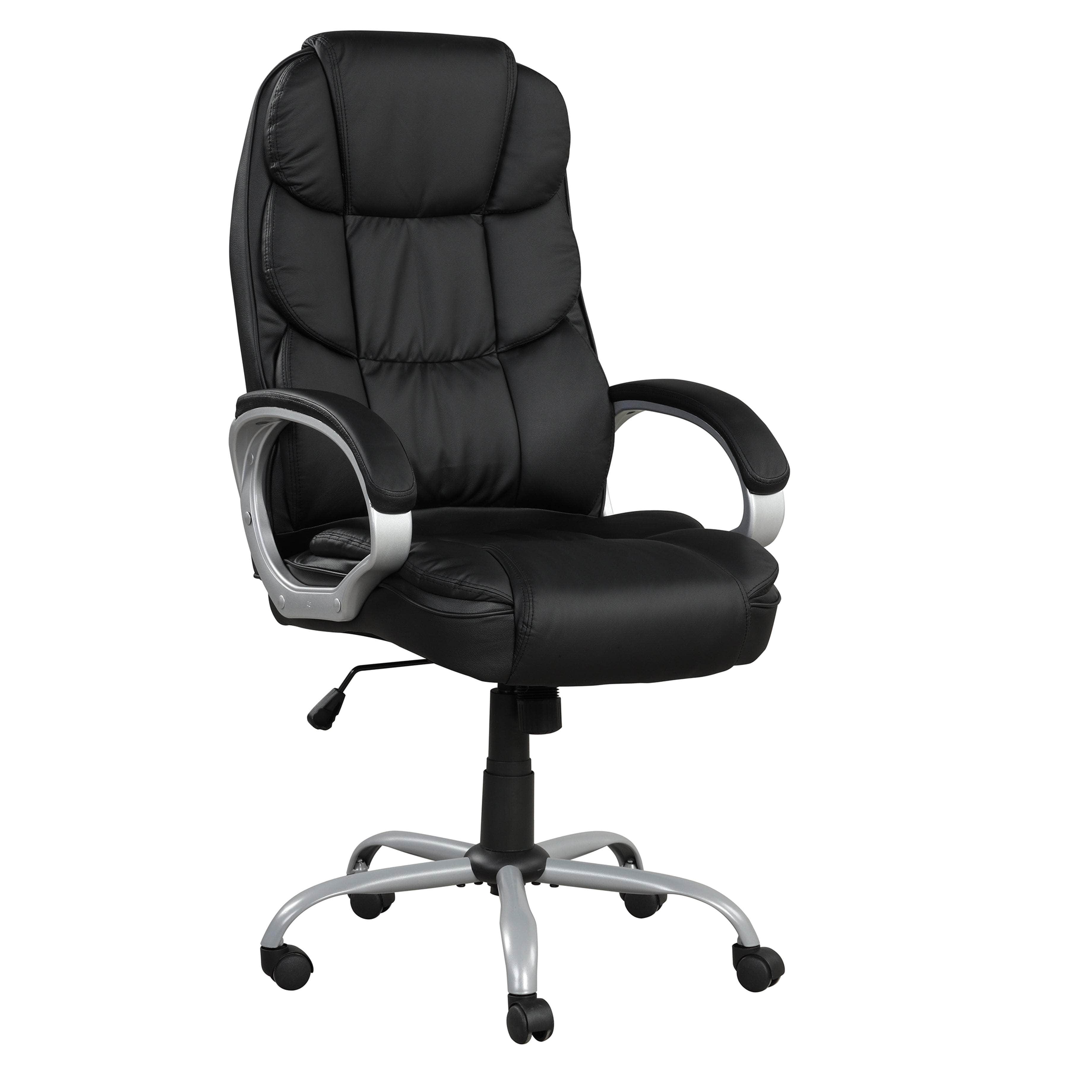 Sealy Kronos Black Faux Leather Swivel Office Chair - Ergonomic Adjustable Task Chair for Home & Office Workspace