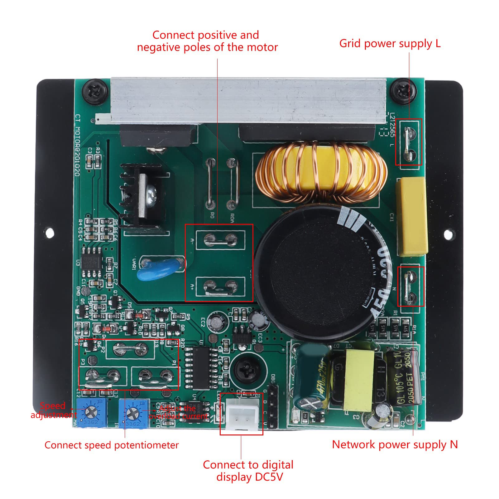 Lathe Control Board for 450-1100W Motors - AC110/240V Motor Circuit Board with Overdrive Protection & Digital Display - Perfect for CNC Machines, Woodworking Lathes, and Industrial Equipment