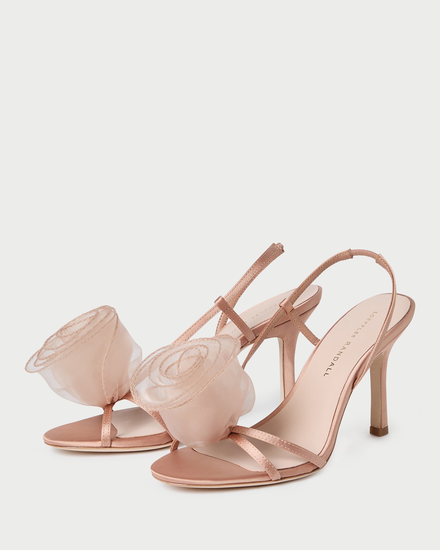 Steph Blush Organza Rose Sandal - Women's Elegant Wedding Shoes for Bride, Bridesmaid & Prom - Perfect for Beach Weddings, Formal Events & Special Occasions