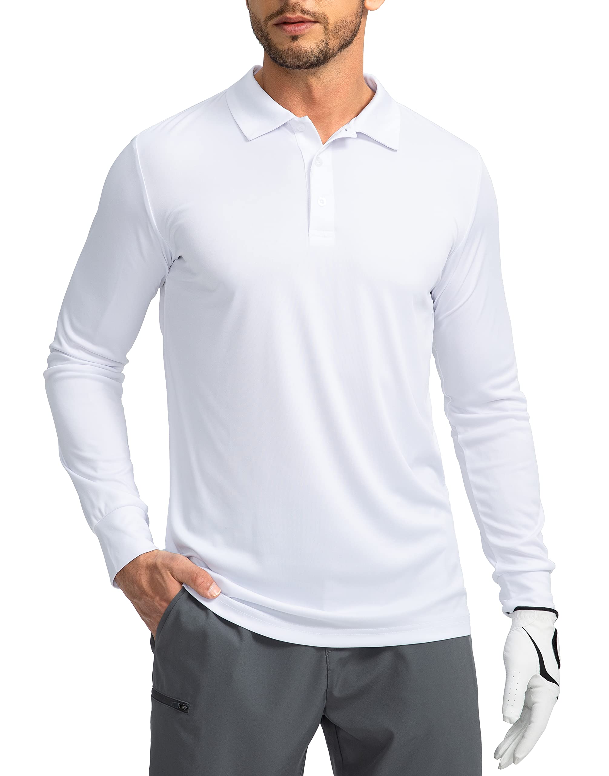 Men's Long Sleeve Polo Shirt - UPF 50+ Sun Protection, Lightweight & Breathable Golf Shirt for Work, Fishing, Outdoor Activities | Perfect for Golfing, Hiking & Summer Wear
