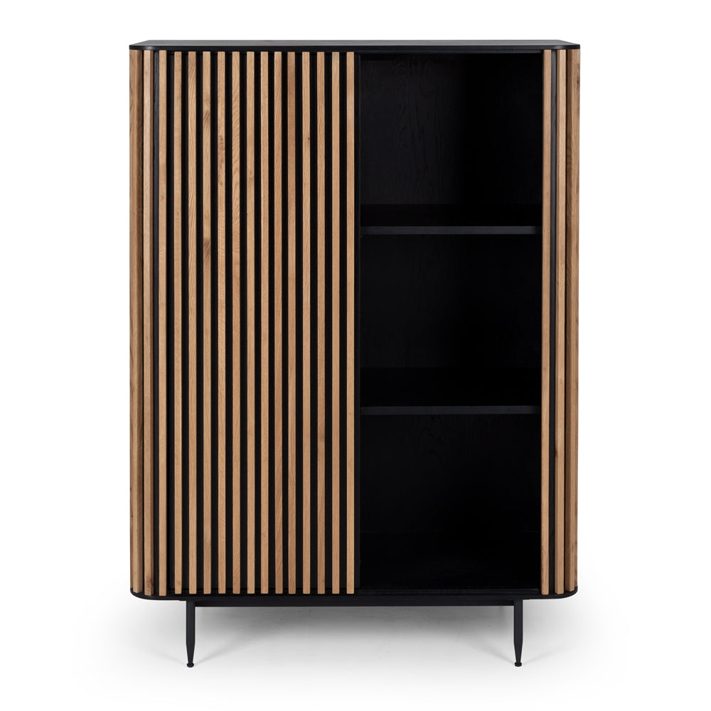 Modern Bauhaus Style Cabinet - Black & Oak Wood - Perfect for Living Room, Bedroom, or Office Storage & Organization