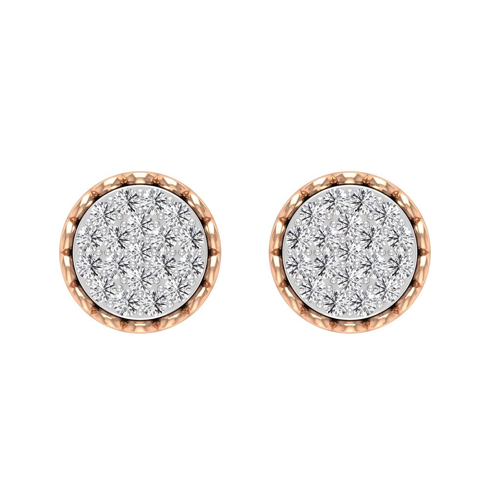 10K Solid Gold Zirconia Stud Earrings for Women - Cubic Zirconia Illusion Set CZ Earrings - Elegant Gold Designer Studs for Everyday Wear, Gift Giving & Special Occasions