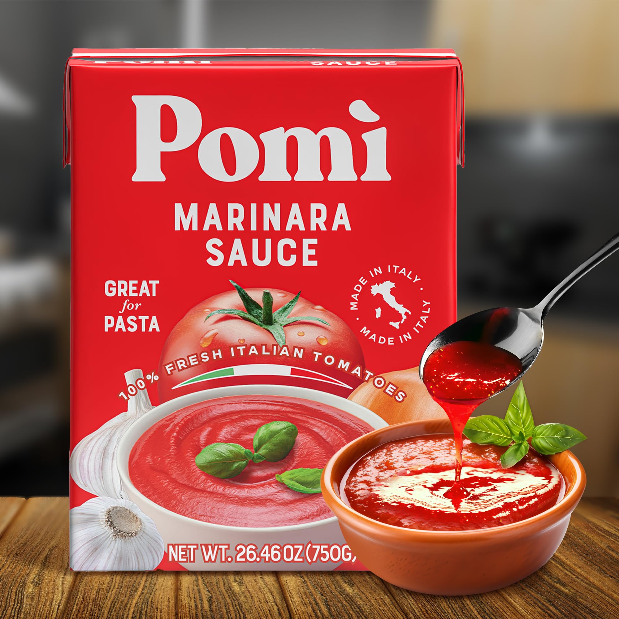 Pomì Marinara Sauce 26.46oz (Pack of 12) - Authentic Italian Tomato Sauce - Non-GMO, Gluten-Free, No Salt Added - Made with 100% Fresh Italian Tomatoes - Perfect for Pasta, Pizza & Italian Cooking - No Additives or Preservatives - Creamy & Velvety Texture