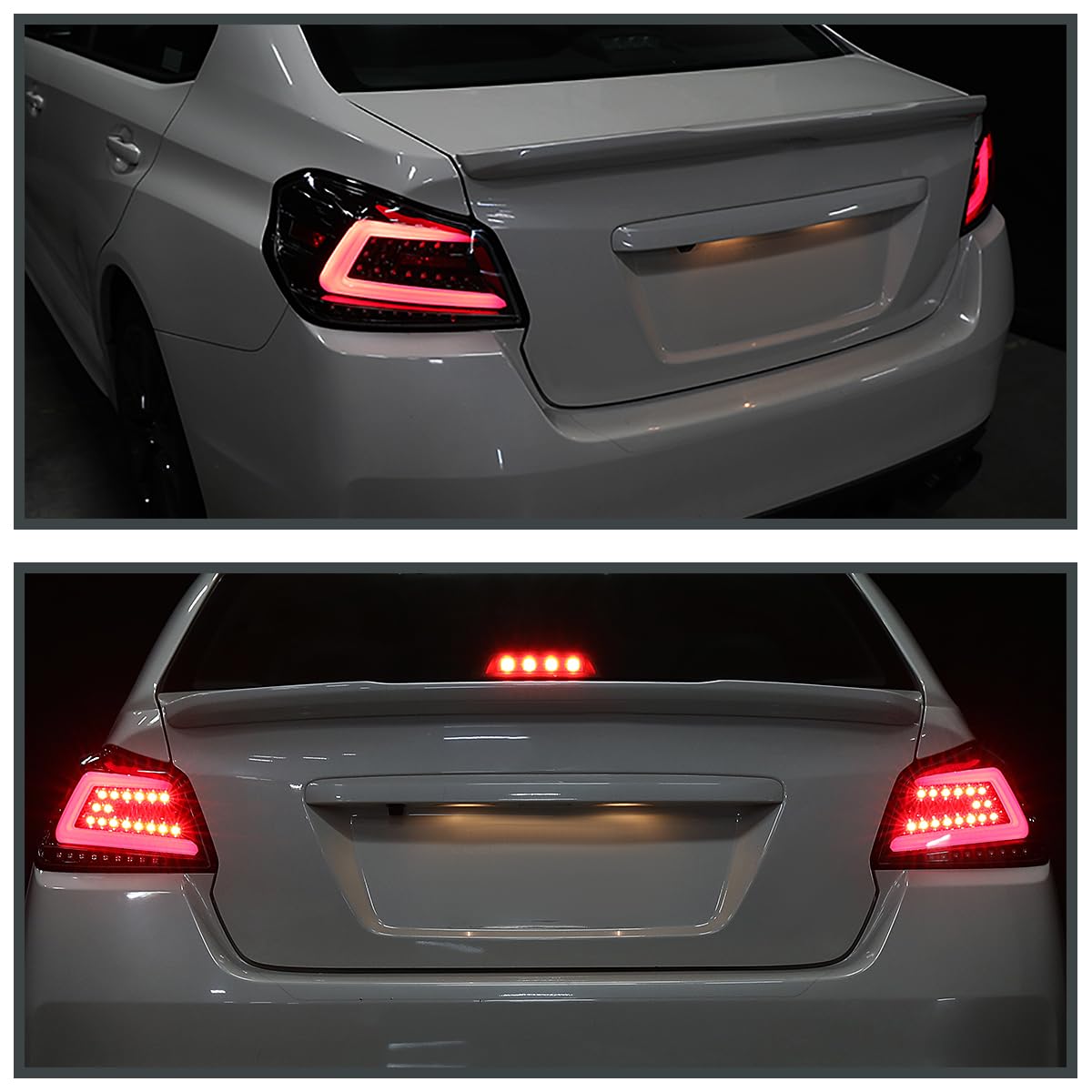 Spec-D Tuning Jet Black LED Tail Lights with Red Sequential LED Tube - Compatible with 2015-2021 Subaru WRX/WRX STI (Left & Right Pair) - Enhanced Visibility & Style for Night Driving & Car Shows