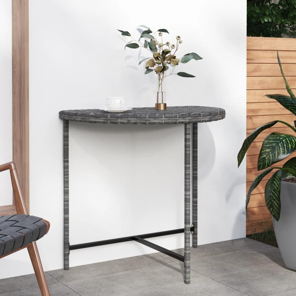 vidaXL Gray Poly Rattan Patio Garden Table with Powder Coated Steel Frame - 31.5