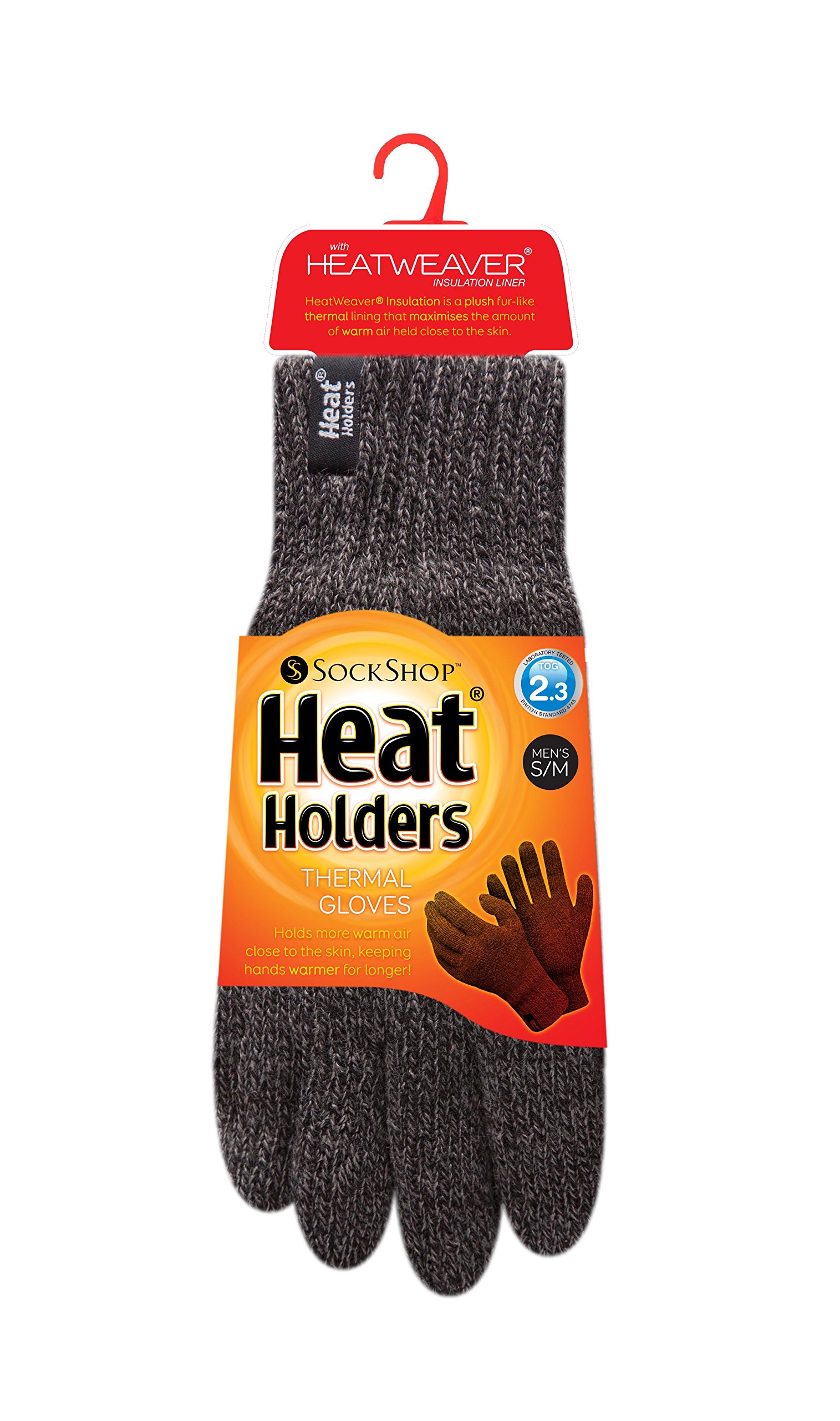 Heat Holder Thermal Gloves for Men - 1 Pair with Heatweaver Yarn, Gray, Size L/XL - Perfect for Winter Sports, Skiing, Snowboarding & Outdoor Activities