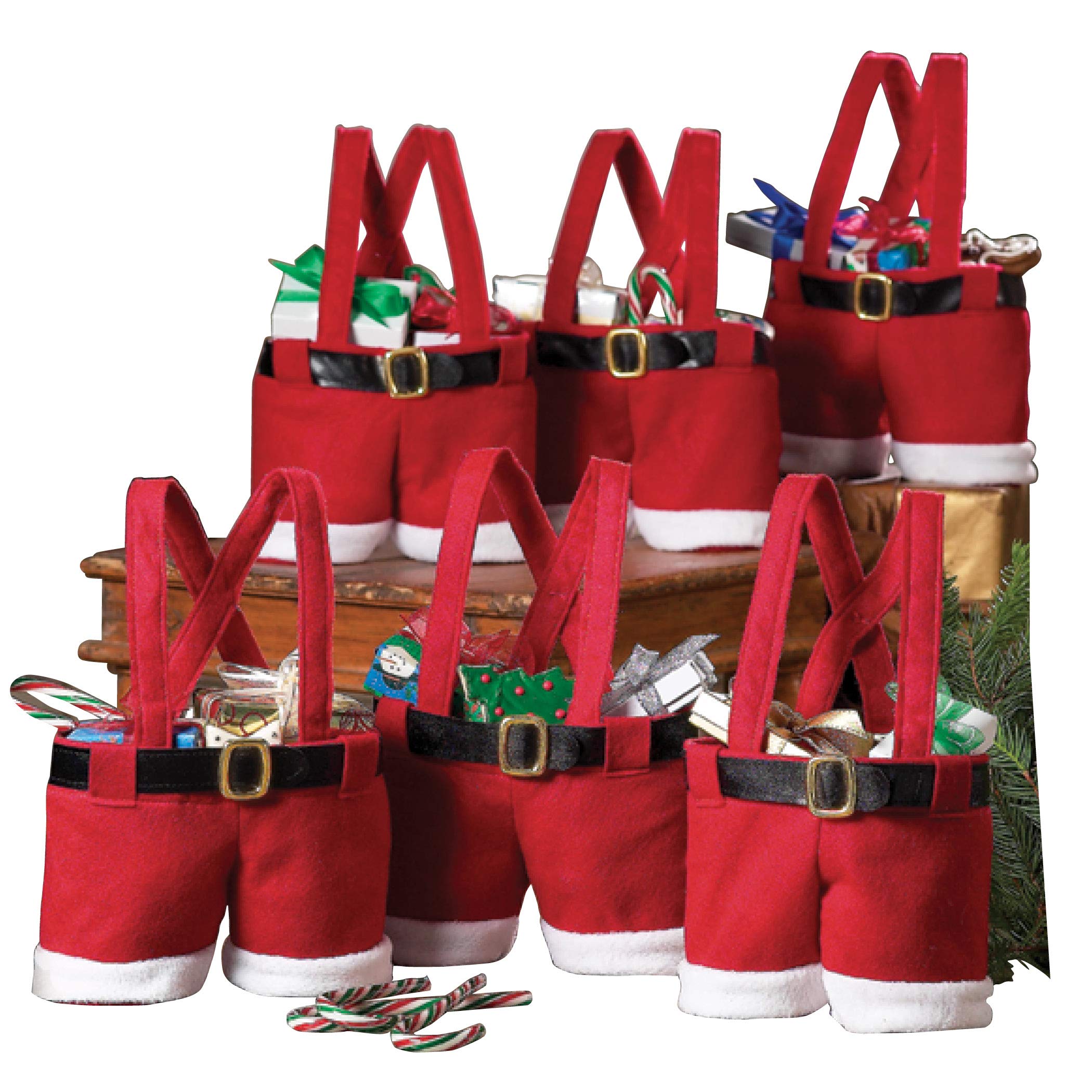 Santa Pants Gift Bags 9x11.5in for Christmas Treats & Gifts