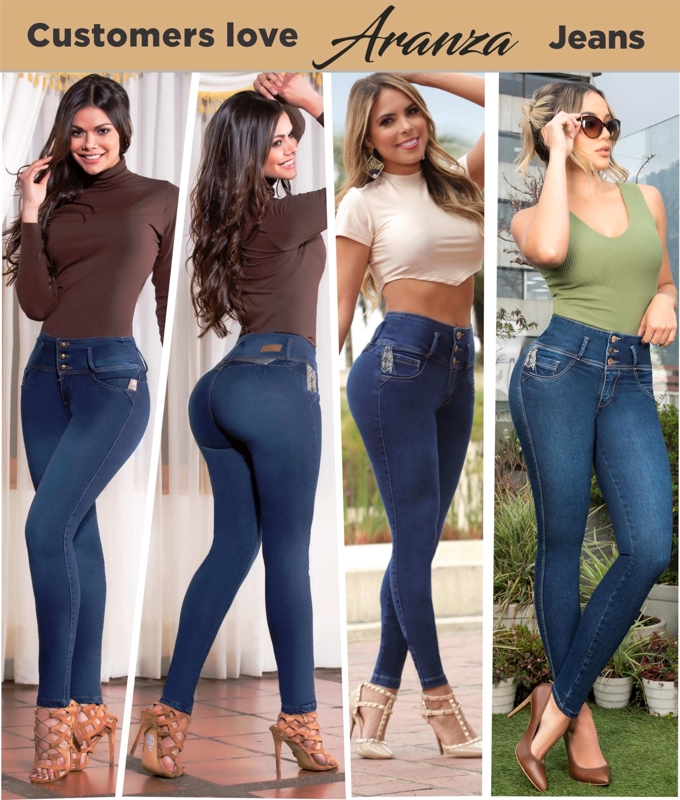 ARANZA High Waist Skinny Jeans for Women - Butt Lifting Stretch Denim Pants | Slimming & Comfortable Colombian Fit | Perfect for Casual Wear, Night Out & Date Night