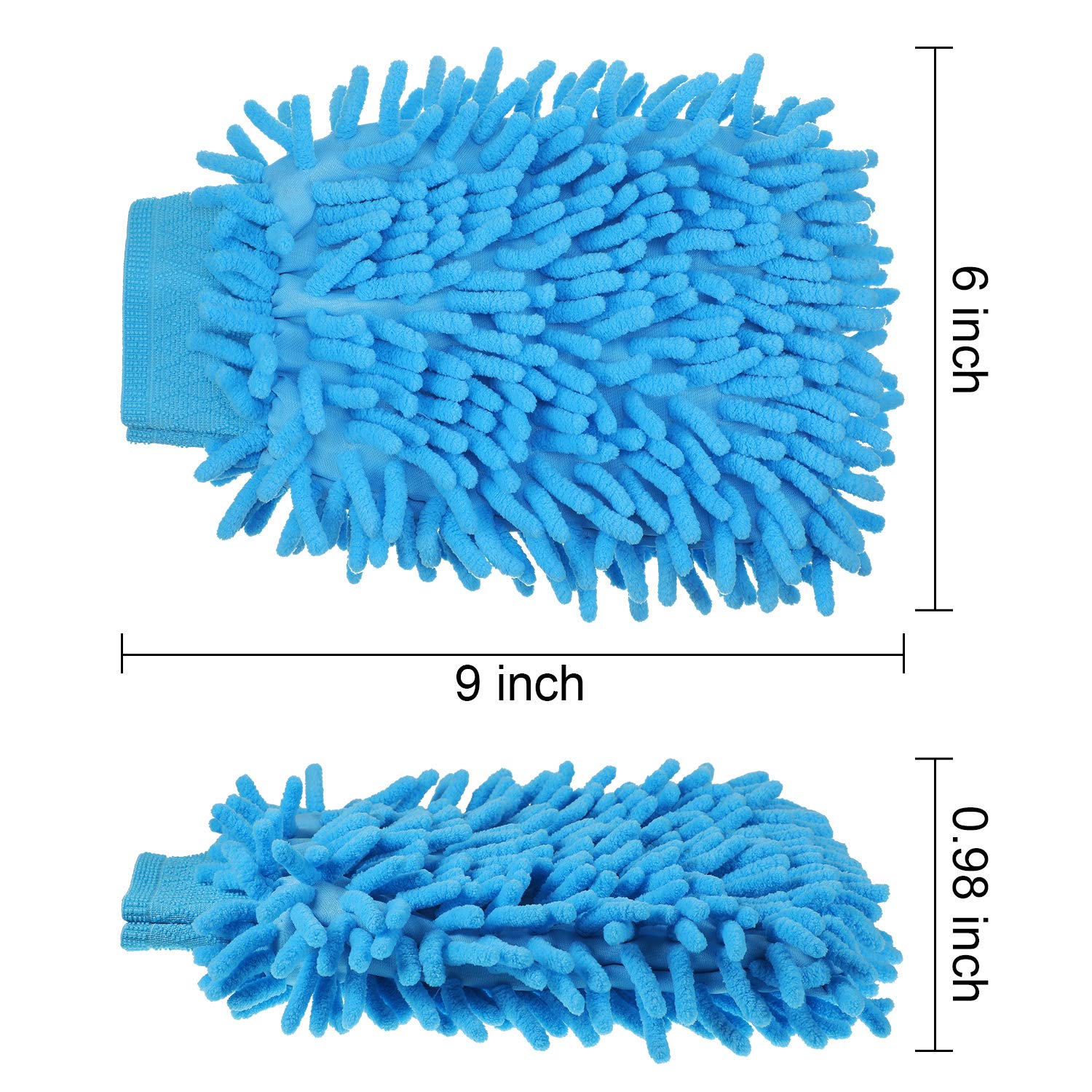 BBTO 5-Pack Premium Chenille Microfiber Car Wash Mitts - Double Sided Scratch-Free Cleaning Gloves for Cars, Trucks & SUVs - Gentle Hand Wash & Wax Application