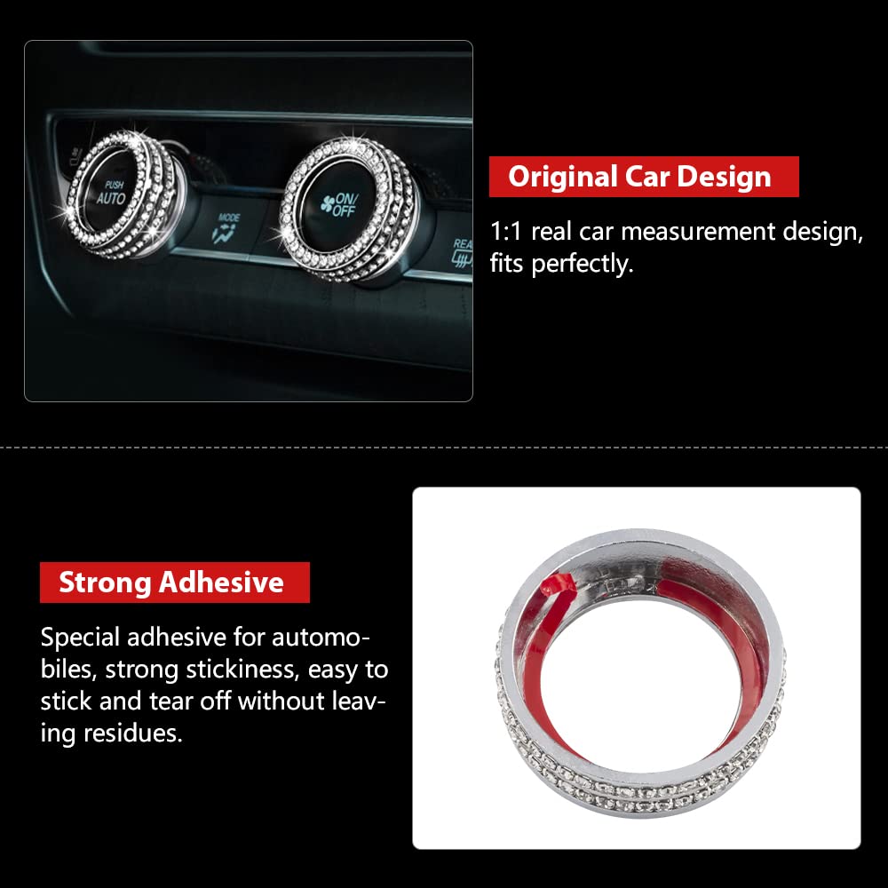PIFOOG Crystal AC Knob Covers for Honda Accord 2018-2020 (10th Gen) - 3PCS Interior Trim Accessories - Perfect for Sedan, Sport, EX, EX-L & LX Models - Upgrade Your Car's AC Controls with Stylish Protection