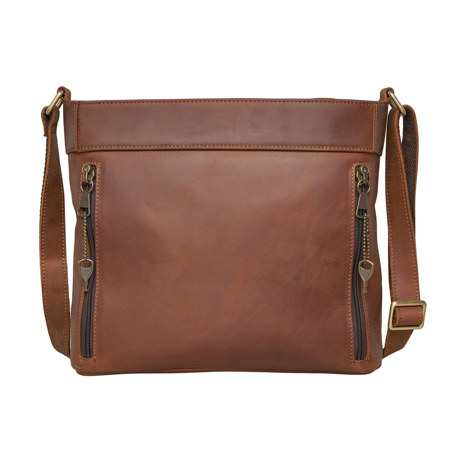 Concealed Carry Unisex Delaney Distressed Leather Crossbody Bag with Locking Zippers & Pistol Holster - Secure & Stylish for Everyday Use, Travel, and Self-Defense