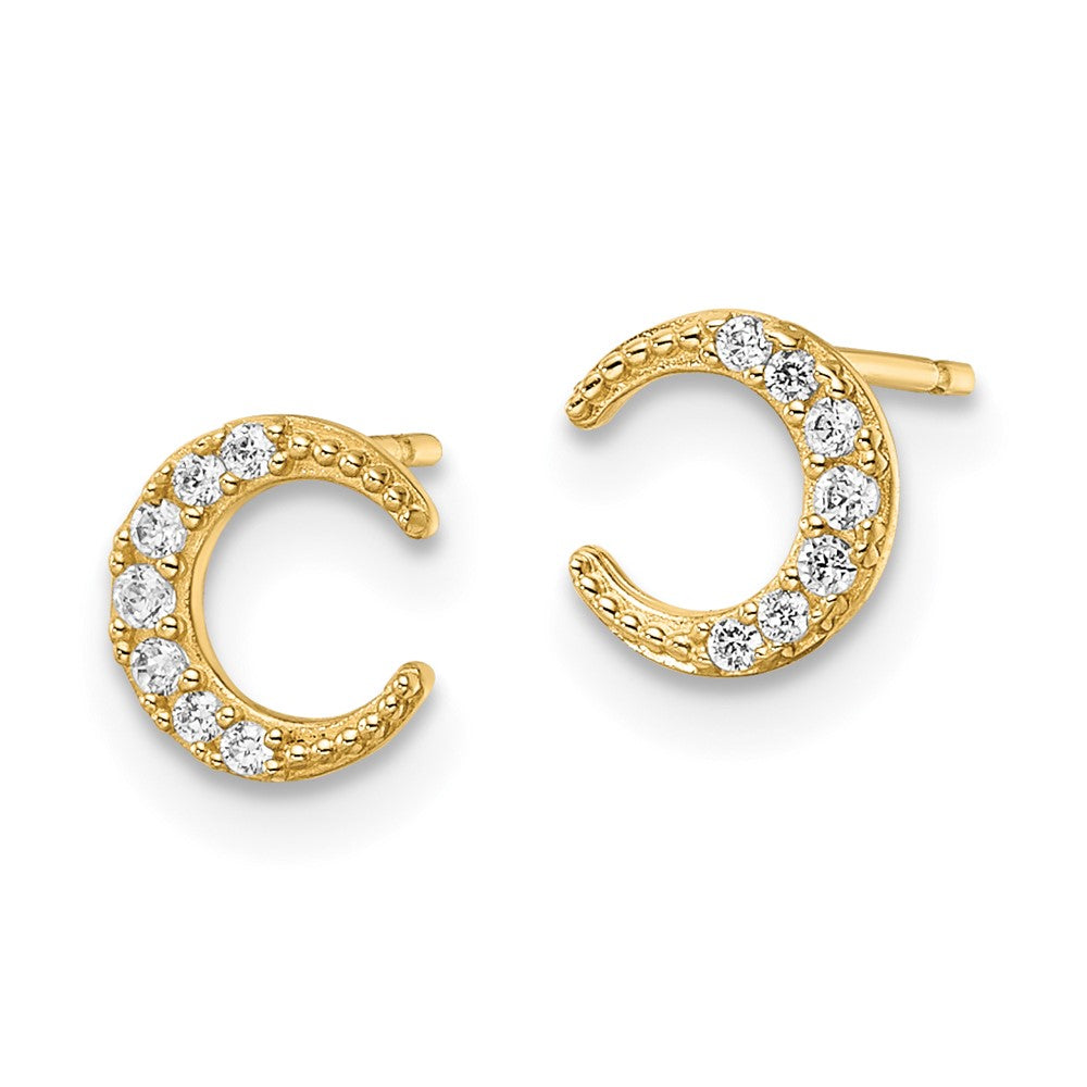 Gold CZ Moon Post Earrings - Model YE2058 | Hypoallergenic Fashion Jewelry for Women | Perfect for Parties, Weddings & Everyday Wear