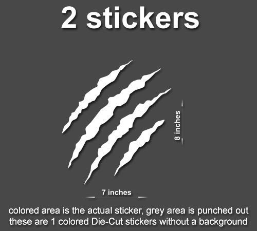 2 Pack Claw Scratch 8 Inch Monster Dinosaur Animal Decals - Black Window Stickers for Cars, Trucks & SUVs - Perfect for Halloween Decorations, Prank Gifts and Vehicle Customization