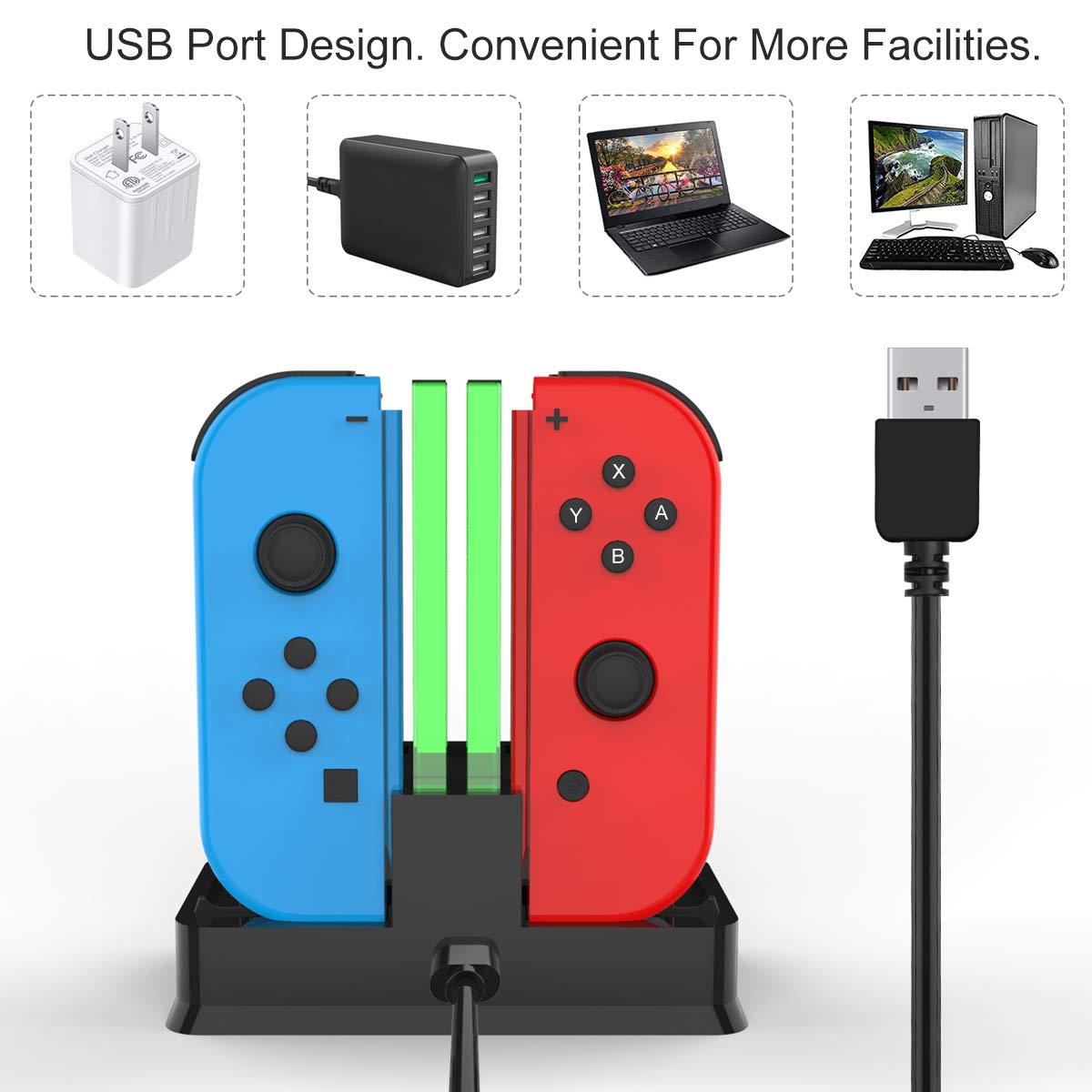 OneDream Nintendo Switch Charging Dock - Replacement Charging Station with LED Indicator for Nintendo Switch Console & Joy-Con Controllers - Perfect for Gaming at Home or Travel