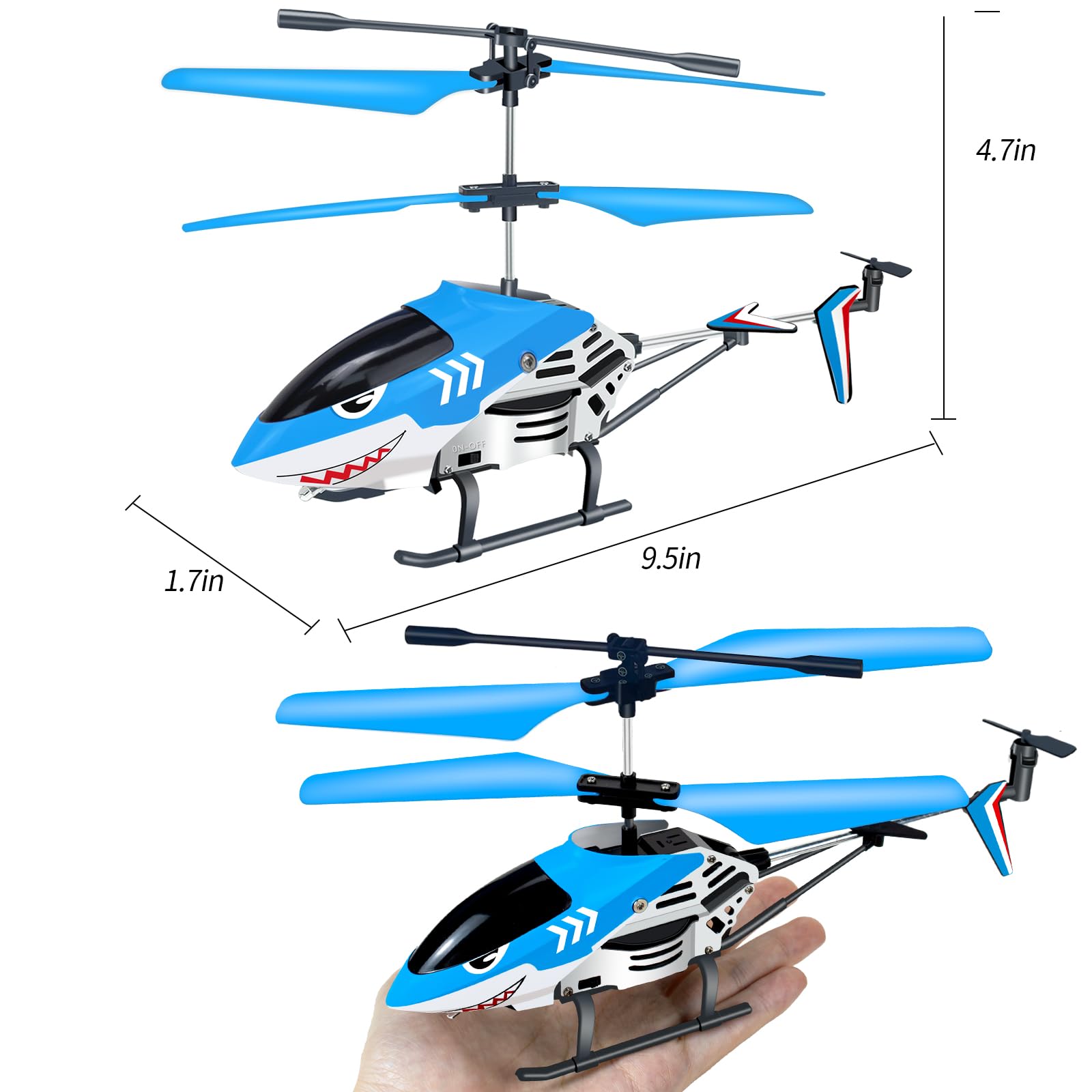 Best Remote Control Helicopter for Kids - 2.4GHz RC Helicopter Toy with LED Lights, 3.5 Channel, Gyro Stabilizer & Altitude Hold | Perfect Gift for Boys & Girls Ages 8+ | Indoor Flying Fun for Beginners (Shark Design) - Great for Birthday Gifts, STEM Learning & Family Playtime