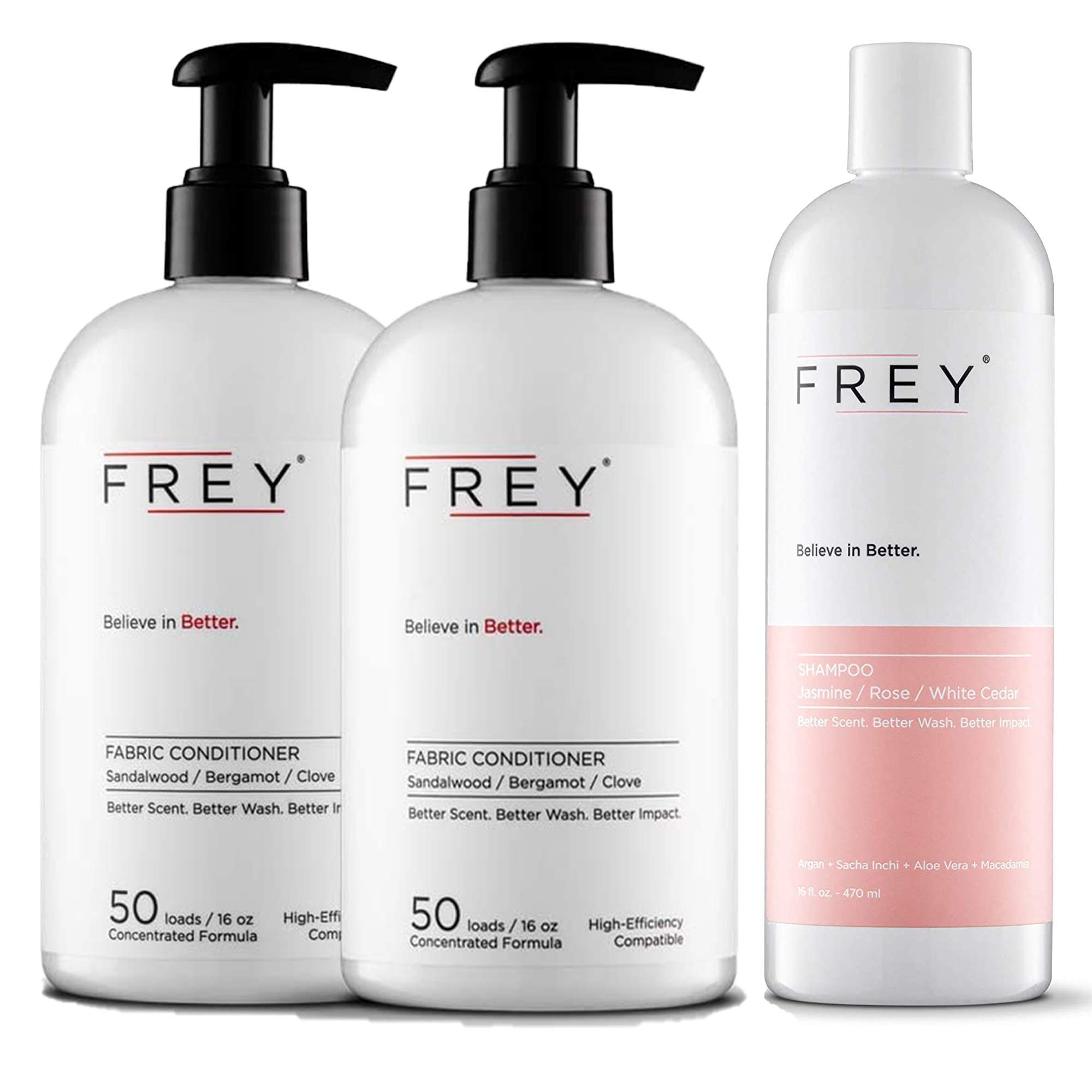 FREY Natural Liquid Fabric Softener & Sulfate-Free Shampoo Bundle - Eco-Friendly Laundry & Hair Care Set for Sensitive Skin | Perfect for Home, Travel & Sustainable Living