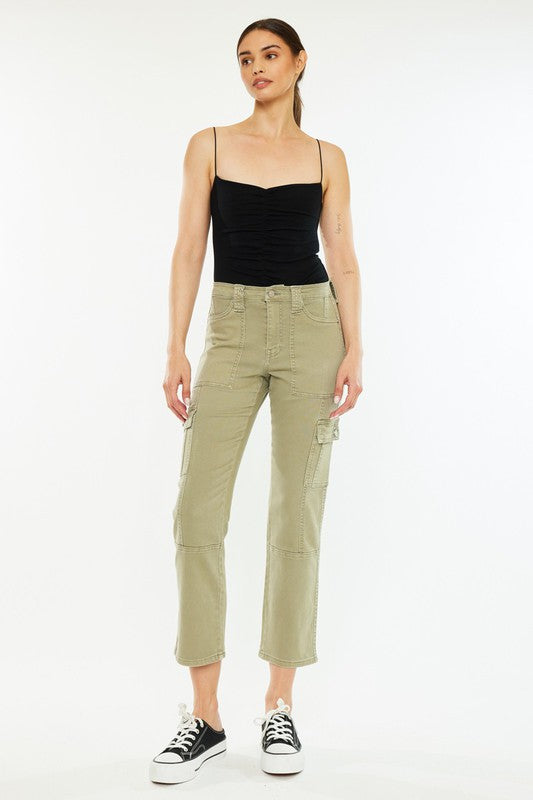 Lavinia Women's High Rise Slim Straight Leg Cargo Pants - Stretch Comfort Fit for Work, Hiking & Casual Wear