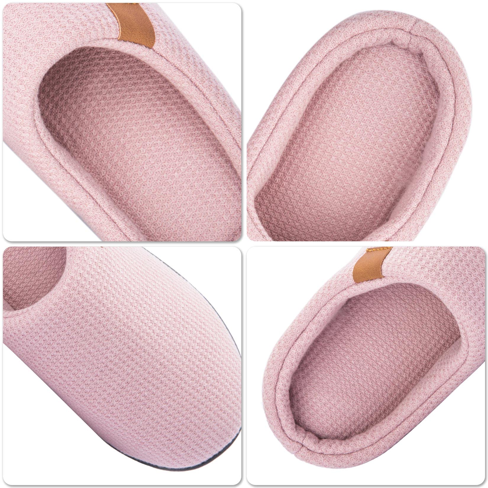NeedBo Women's & Men's Waffle Knit Cotton Lined Non-Slip Lightweight Indoor Slippers - Cozy House Shoes for Home, Lounge & Relaxation