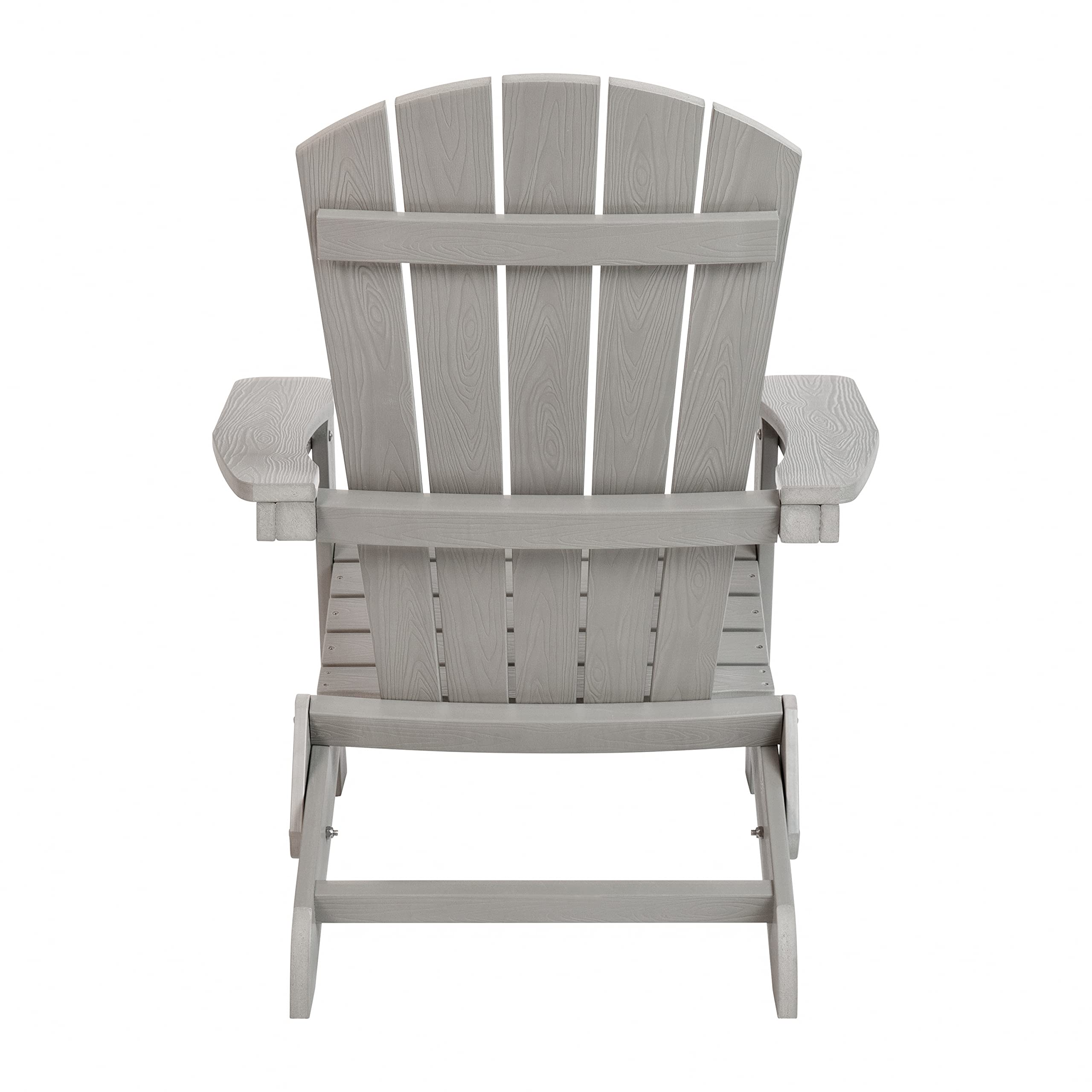 EMMA + OLIVER All-Weather Poly Resin Folding Adirondack Chair in Gray - Outdoor Patio Furniture for Garden, Poolside, Deck, and Backyard Relaxation