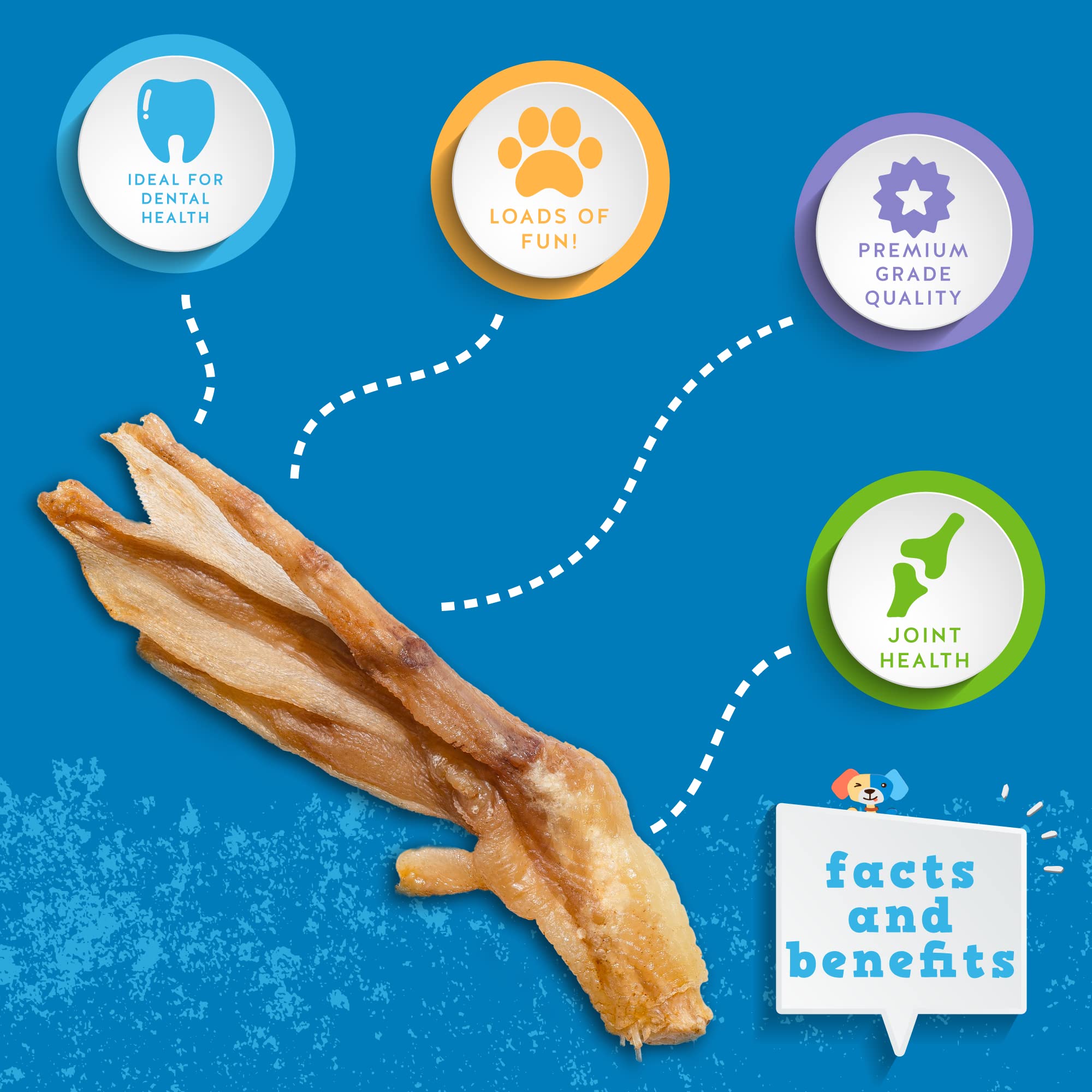 Jack&Pup All-Natural Dehydrated Duck Feet Dog Treats - Single Ingredient Chews for Small & Medium Dogs (20 Count) | Healthy Dental Snacks for Teething, Training & Rewarding Pets