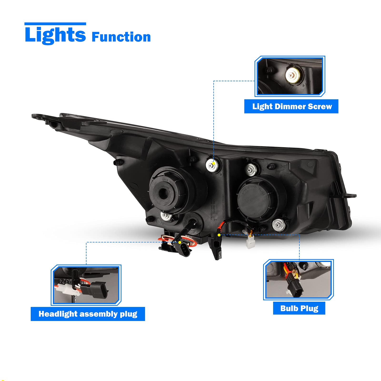 WOLFSTORM LED Headlight Assembly Replacement for 2011-2015 Chevy Cruze - Clear Lens Projector with Daytime Running Lights - Upgrade for Night Driving & Enhanced Visibility