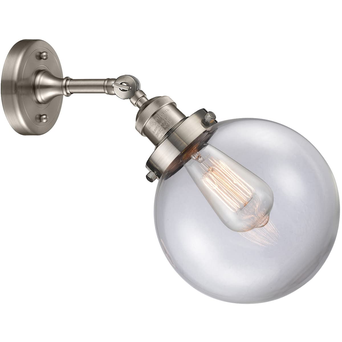 Innovations INNO203-SN-G202-8-LED Modern Wall Sconce Light Fixture - 8 LED Bulbs, Adjustable Brightness, Energy Saving - Pewter/Nickel/Silver Finish - Perfect for Bedroom, Hallway, Staircase Lighting
