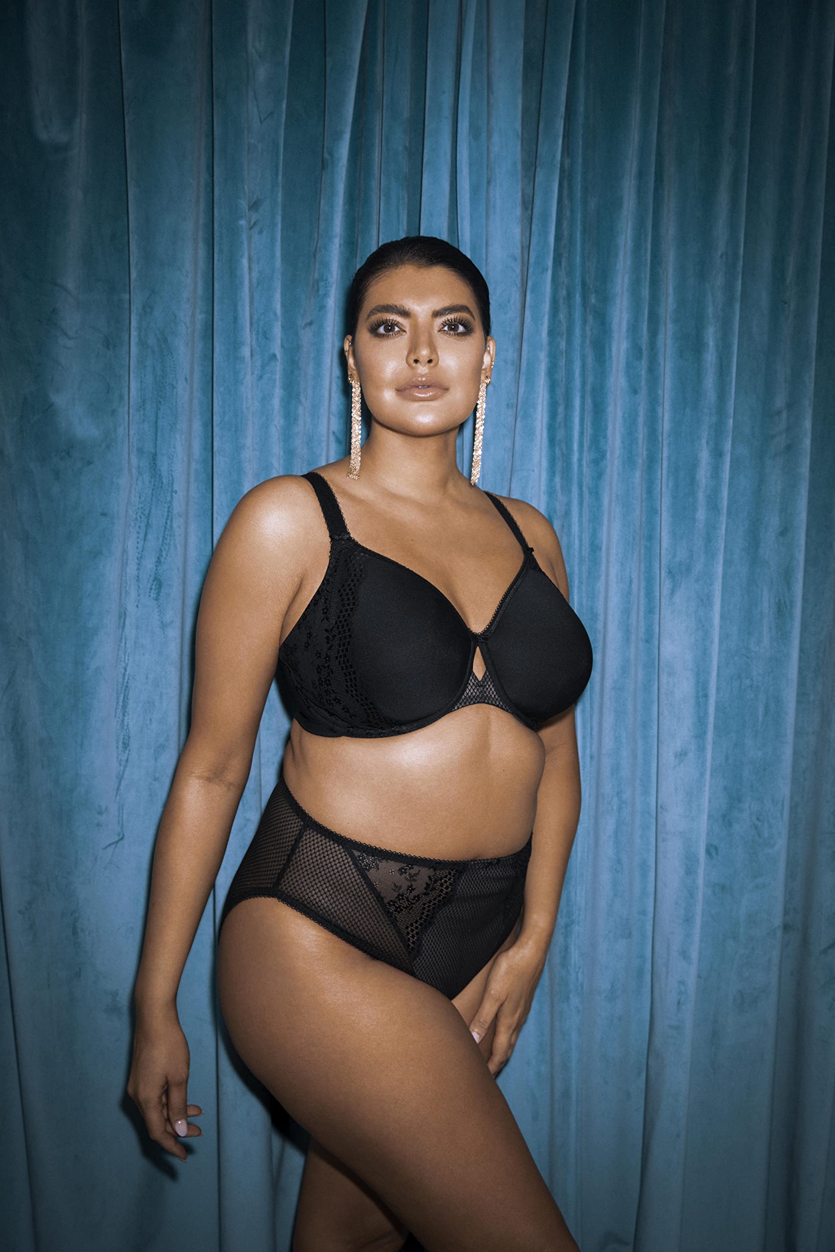 Elomi Women's Charley Bandless T-Shirt Bra - Floral Lace Underwire Full Coverage Bra with Breathable Spacer Fabric & Diamond Mesh Details | DD+ Cup Sizes | Perfect for Everyday Wear & Special Occasions