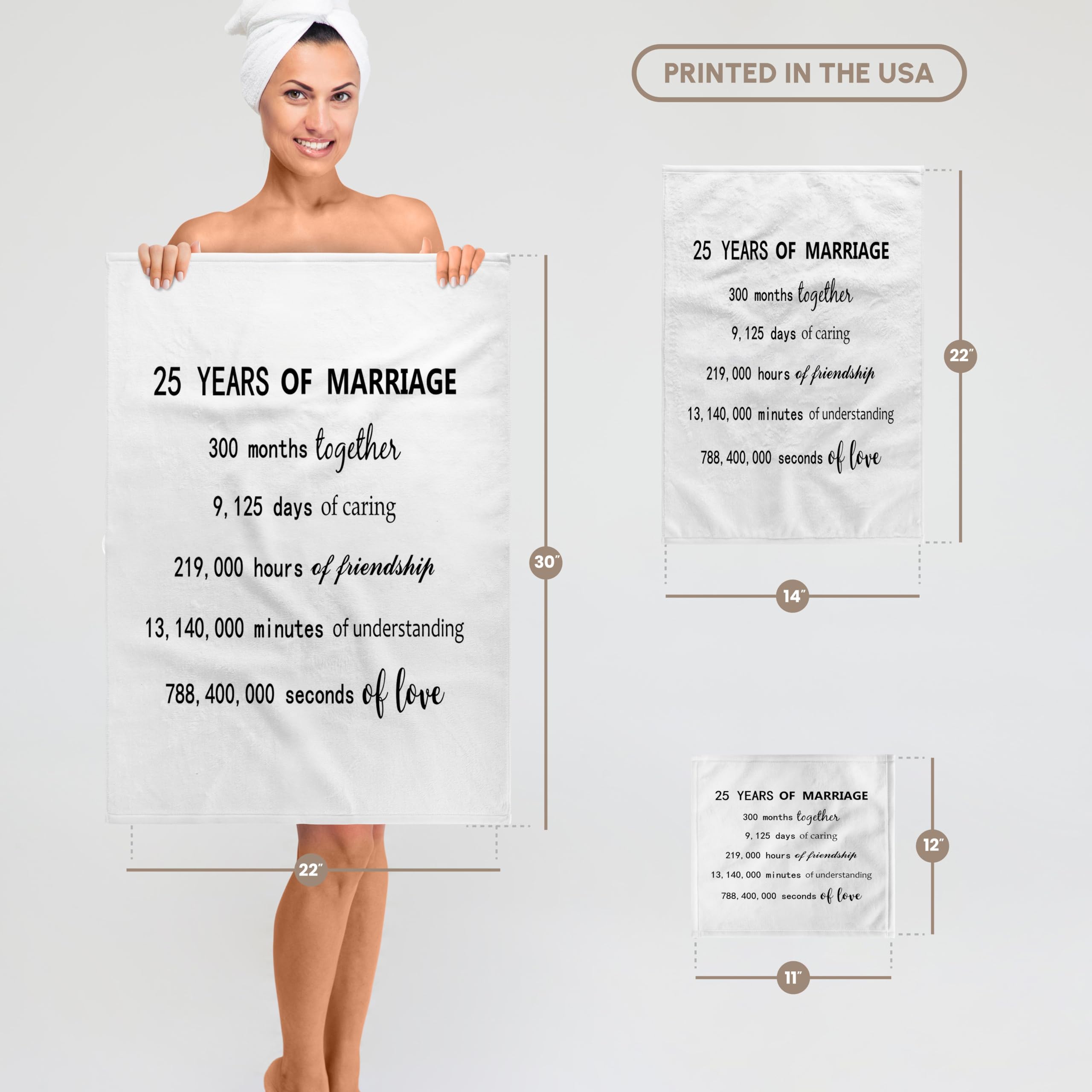 3dRose 25th Wedding Anniversary Towel - 25 Years of Marriage Celebration Gift - Personalized Cotton Towel Set for Couples - Perfect for Anniversaries, Romantic Gifts & Home Decor