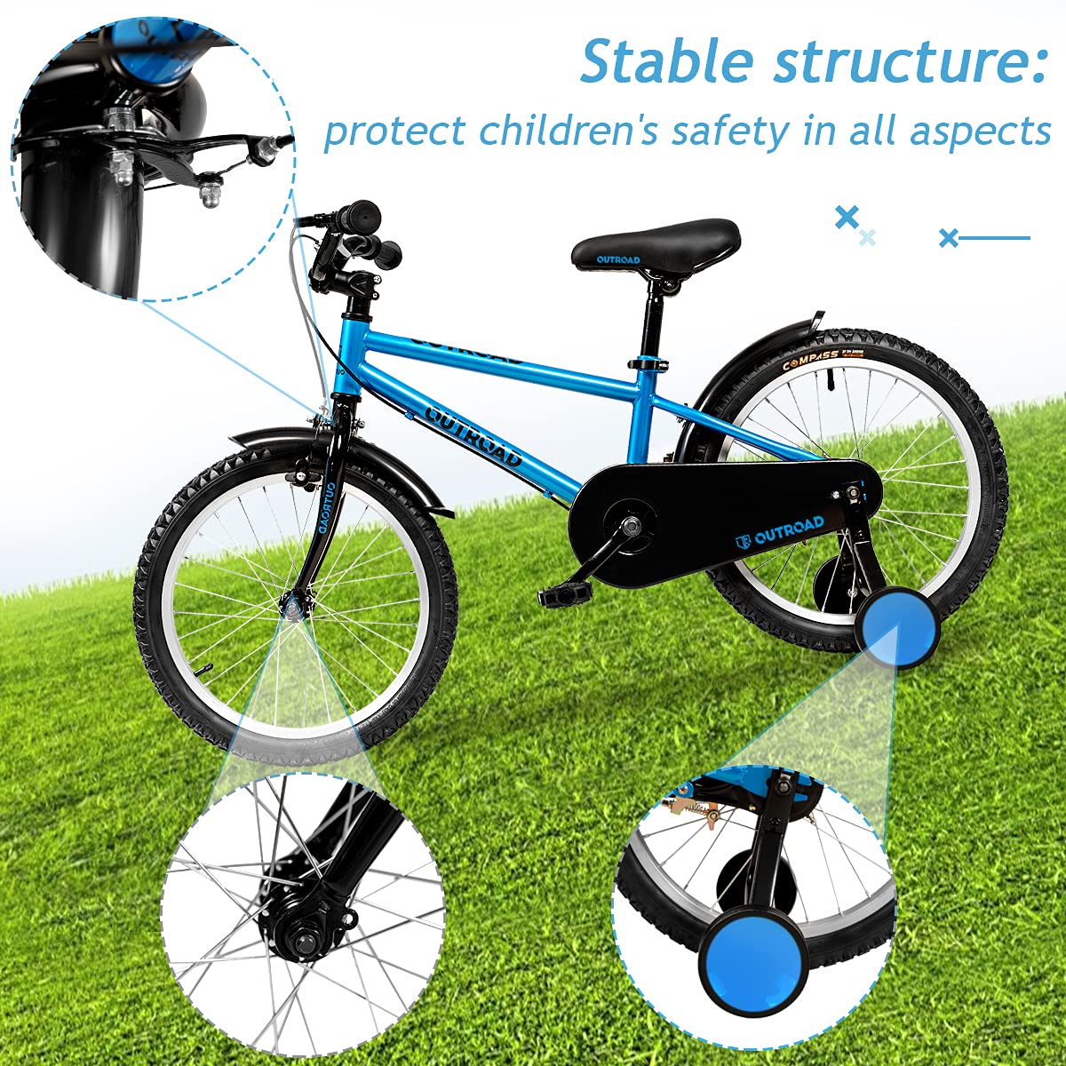 14/16/18 Inch Foldable Kids Bike with Training Wheels - Adjustable Toddler Bicycle for Boys & Girls Ages 3-9 Years - Beginner Bike with Dual Brake System - Multi-Color Children's Bicycle for Outdoor Play, Park Rides & Learning to Cycle