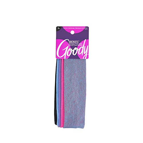 Goody Ouchless Comfort Headwraps - Skinny Stripe Hair Bands (5-Pack, Assorted Colors) | Gentle No-Slip Hair Accessories for Women & Girls | Perfect for Workouts, Yoga, Sports & Everyday Style