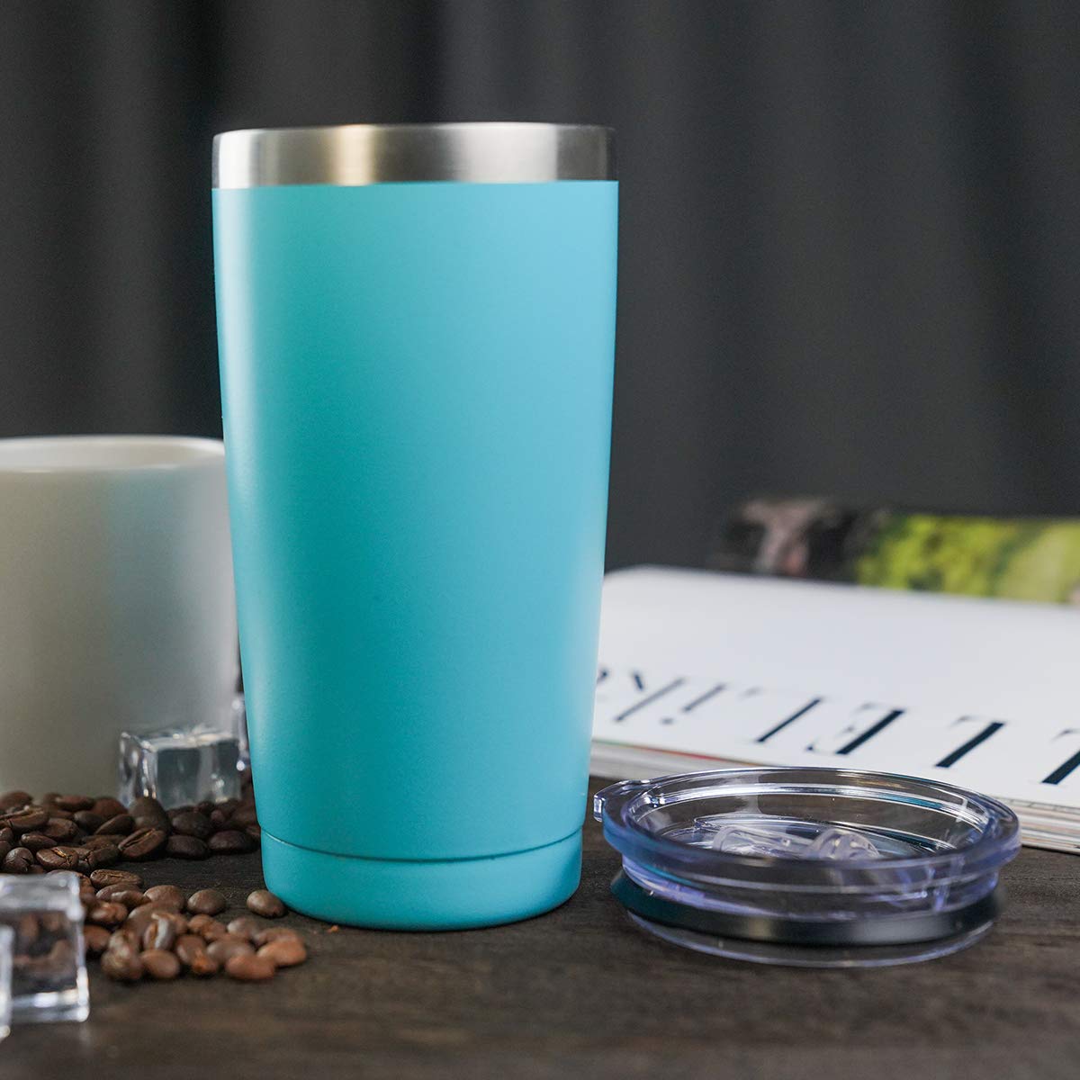 12 Pack 20oz Stainless Steel Vacuum Insulated Tumbler with Lid - Double Wall Travel Mug for Hot & Cold Drinks, Coffee Cup for Home, Office, Gym, Camping & Outdoor Activities (Mint Green)