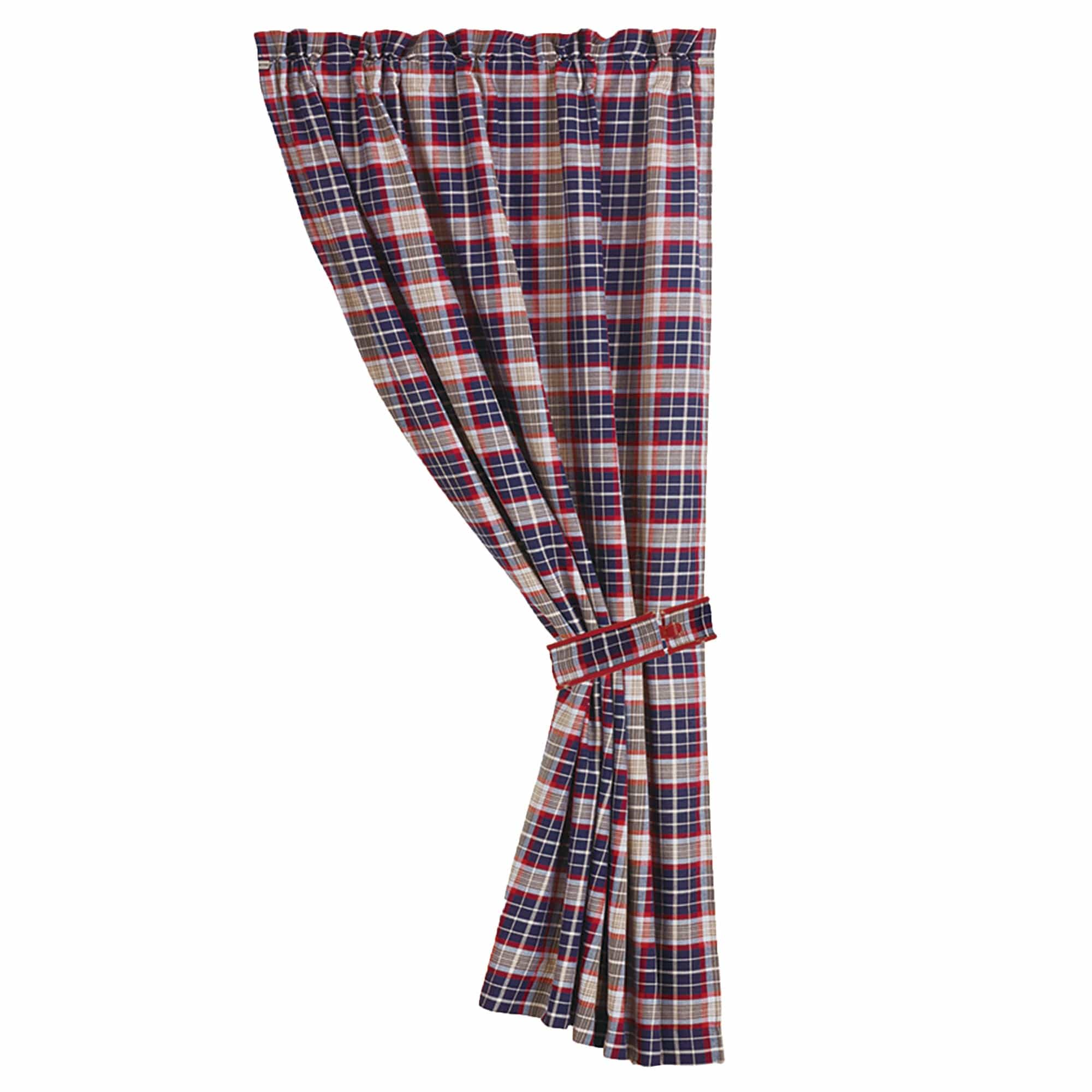 Blue Plaid Curtains with Tiebacks - Stylish Window Treatment for Living Room, Bedroom & Home Decor