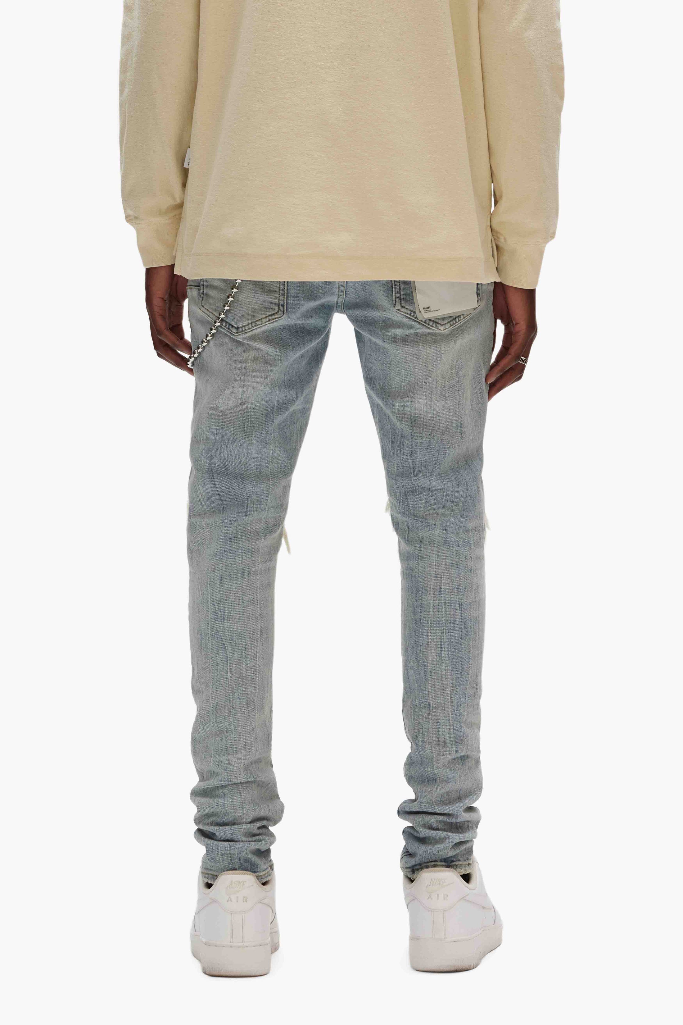 PURPLE BRAND P002 Light Indigo Blowout Jeans for Women - Distressed Denim Pants with Ripped Details | Perfect for Casual Outfits, Streetwear & Night Out