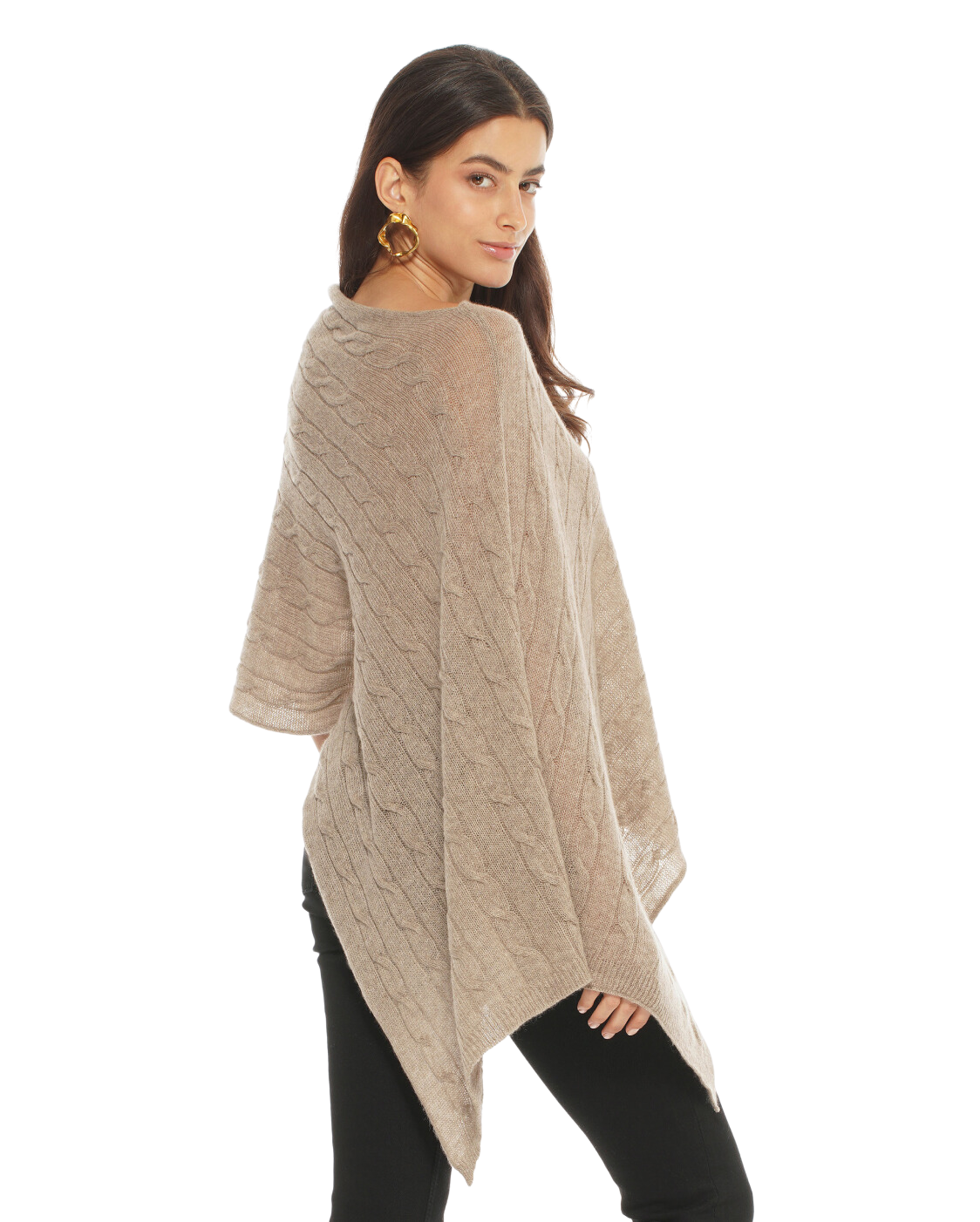 Luxury Women's Pure Cashmere Cable Knit Poncho Shawl - Soft Warm Winter Wrap - Elegant Red Cashmere Sweater for Fall & Winter Fashion, Office, Travel & Holiday Gifts