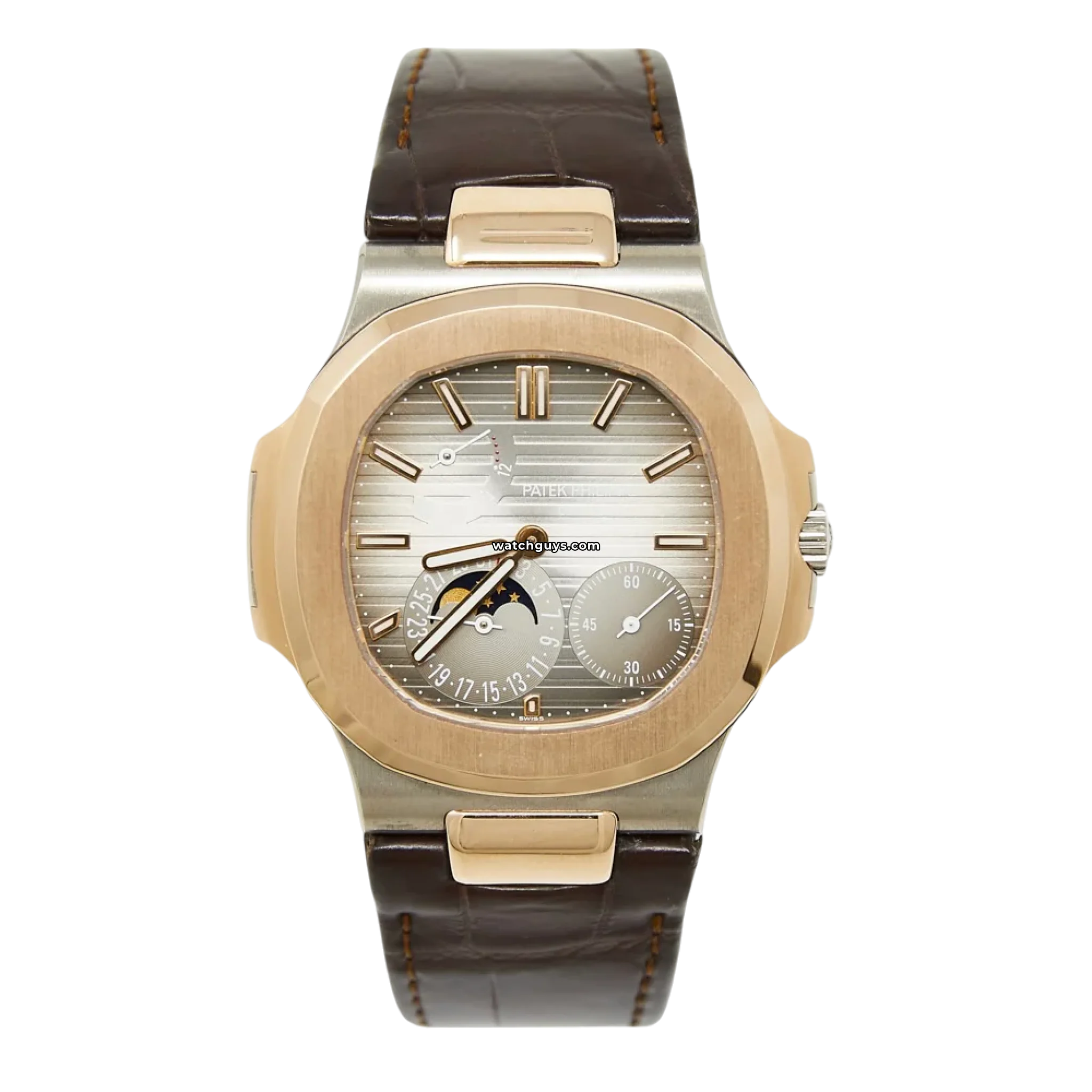 Patek Philippe Nautilus 5712GR-001 Luxury Men's Watch - 18K Rose Gold Automatic Watch with Moon Phase & Power Reserve - Perfect for Business Meetings & Formal Events
