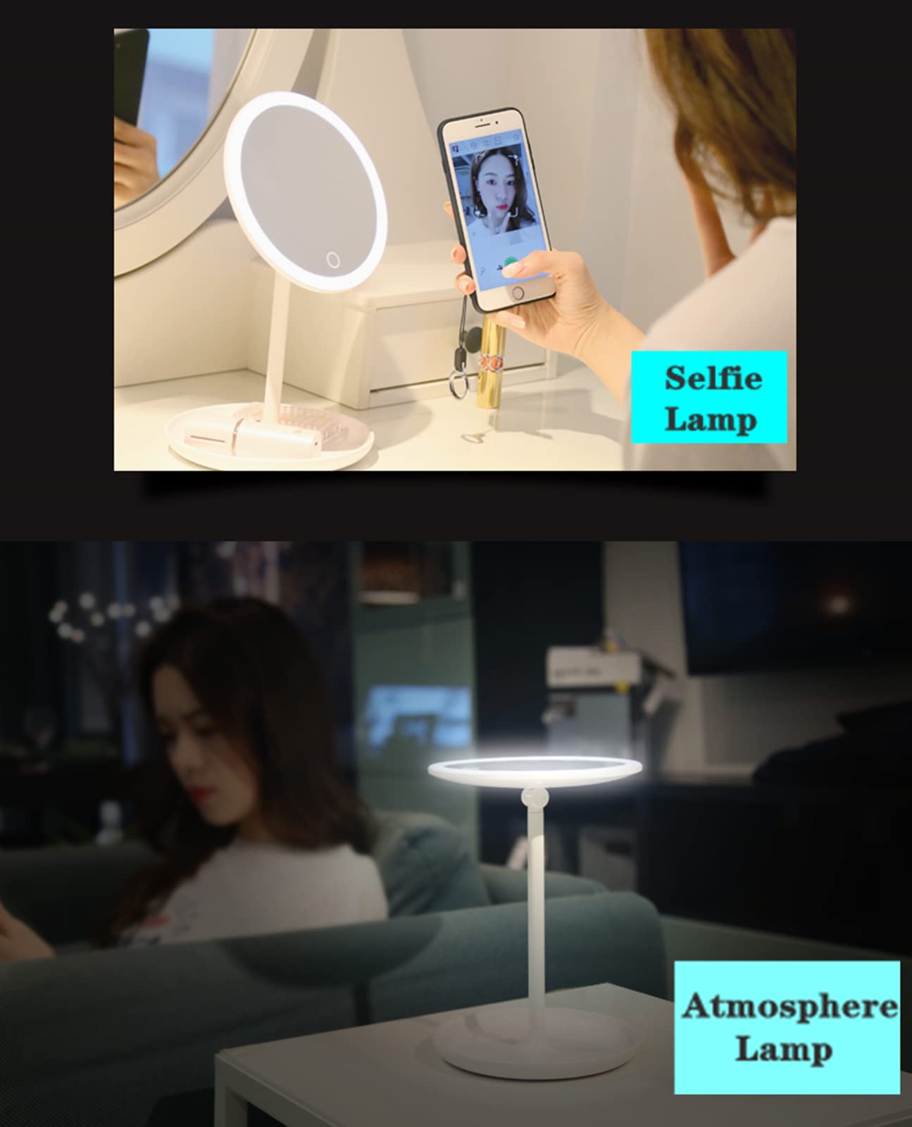 Professional Makeup Mirror with LED Lights & Magnification - Adjustable Dimmable Touch Screen Vanity Mirror with Stand, 3 Color Lighting Modes (Natural/Daylight/Warm) - Perfect for Home Makeup Table, Dressing Room & Travel Beauty Essentials