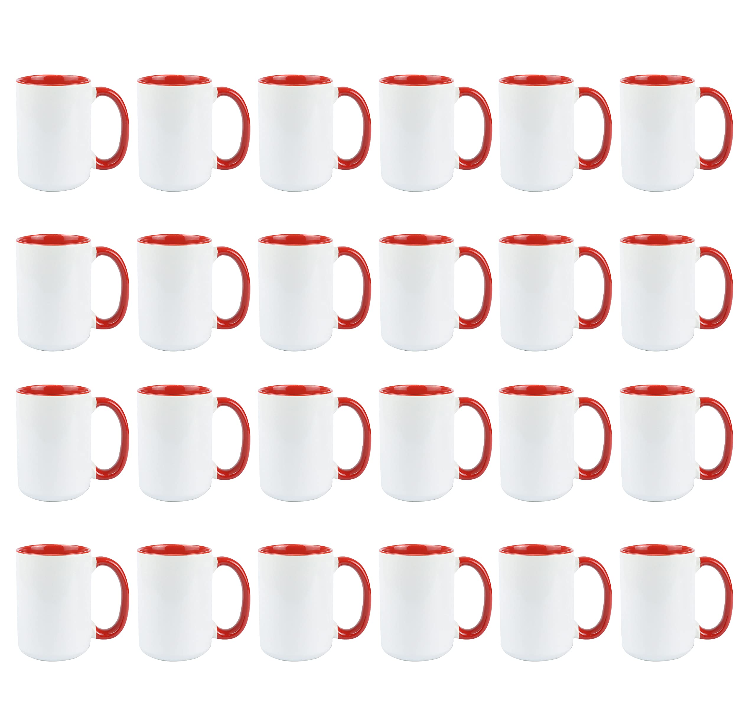 24-Pack 15oz Sublimation Ceramic Coffee Mugs - Red, Customizable Heat Transfer Mugs for Office, Home & Gifts - Bulk Wholesale Coffee Cups for Businesses & Events